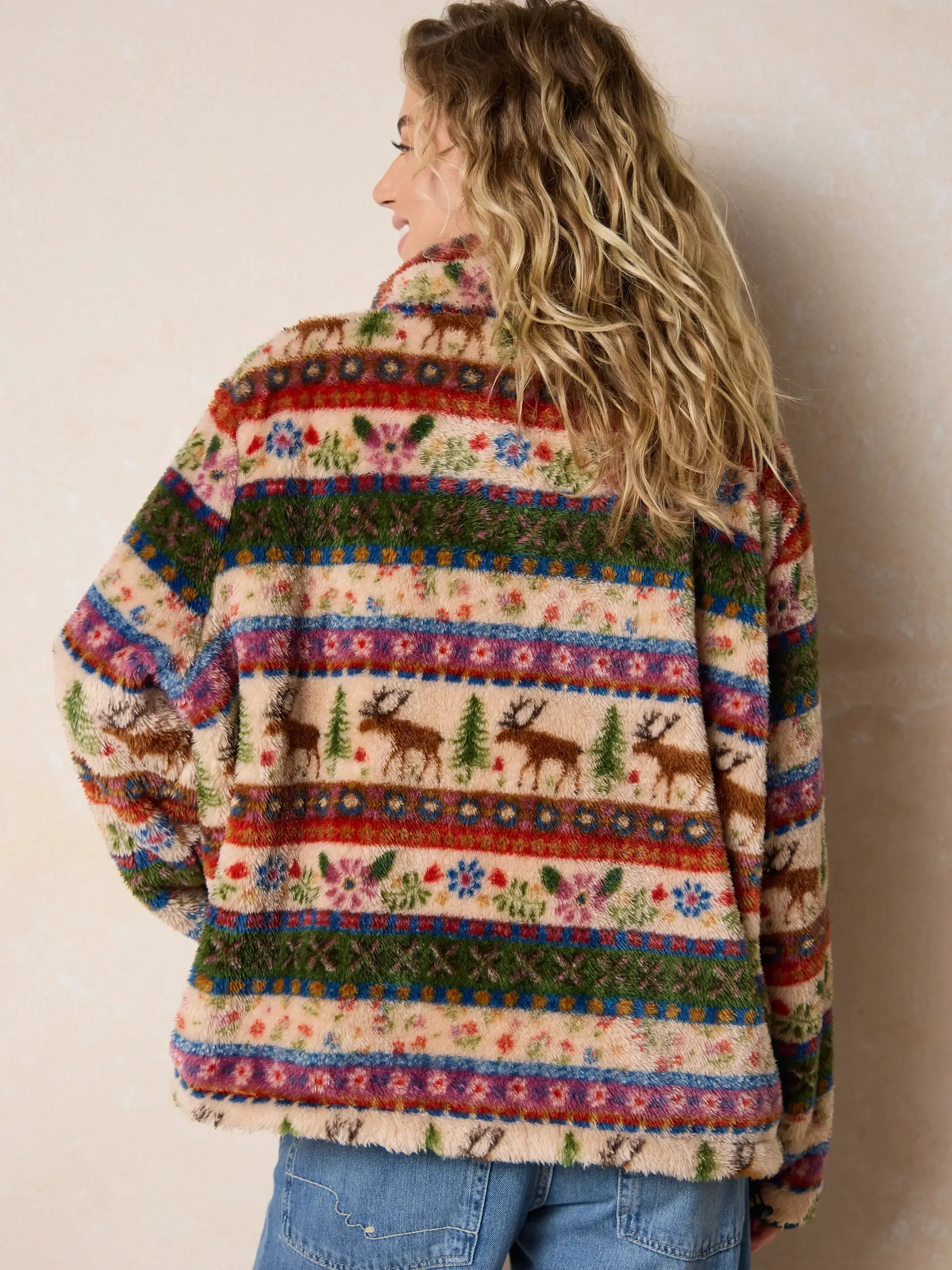 Coziest Quarter Zip Pullover Sweatshirt - Moose Cabin Borders sold by NATURAL LIFE product image thumbnail 2