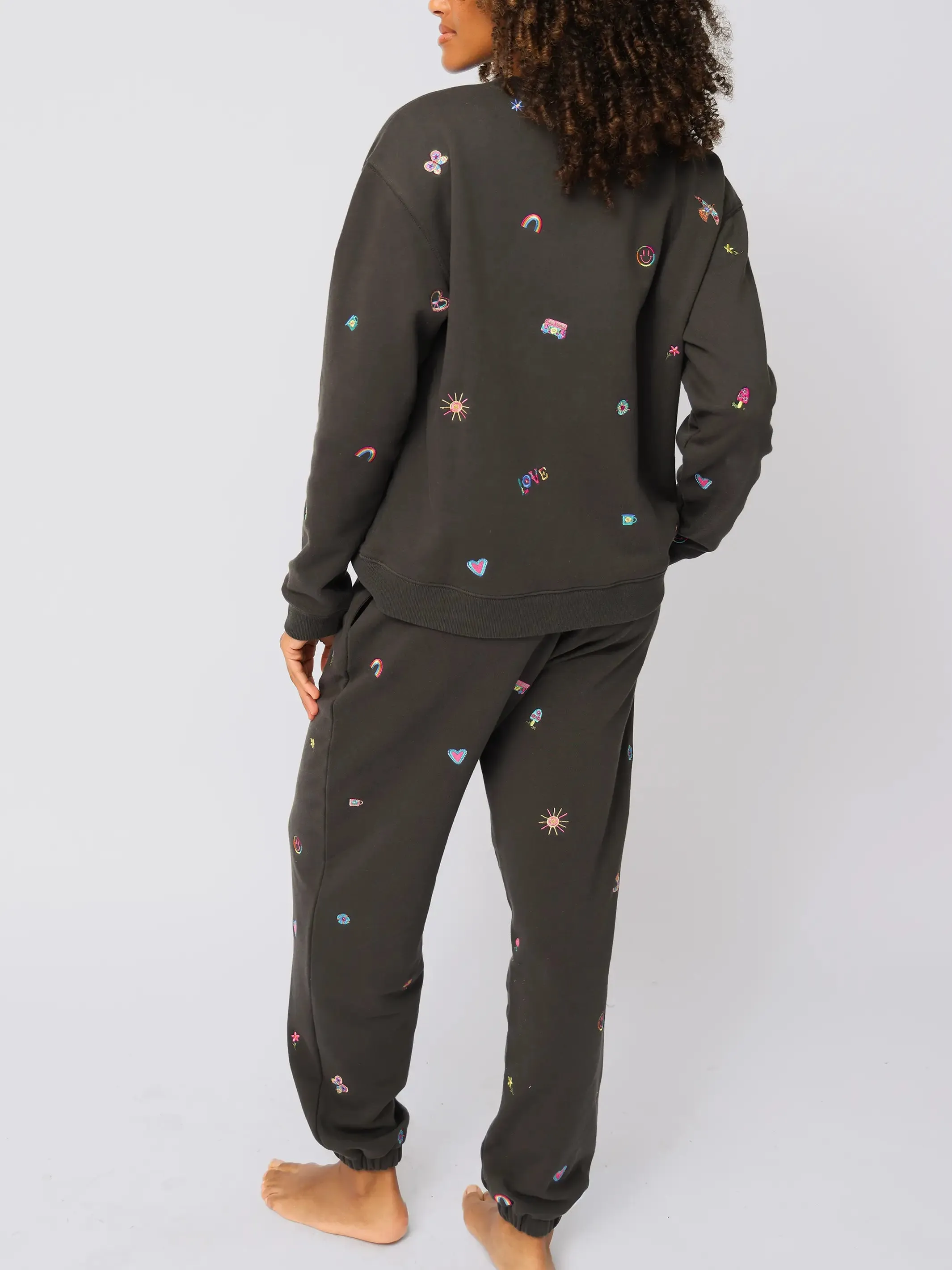 Fave Little Things Embroidered Sweatshirt - Charcoal Doodle sold by NATURAL LIFE product image thumbnail 3