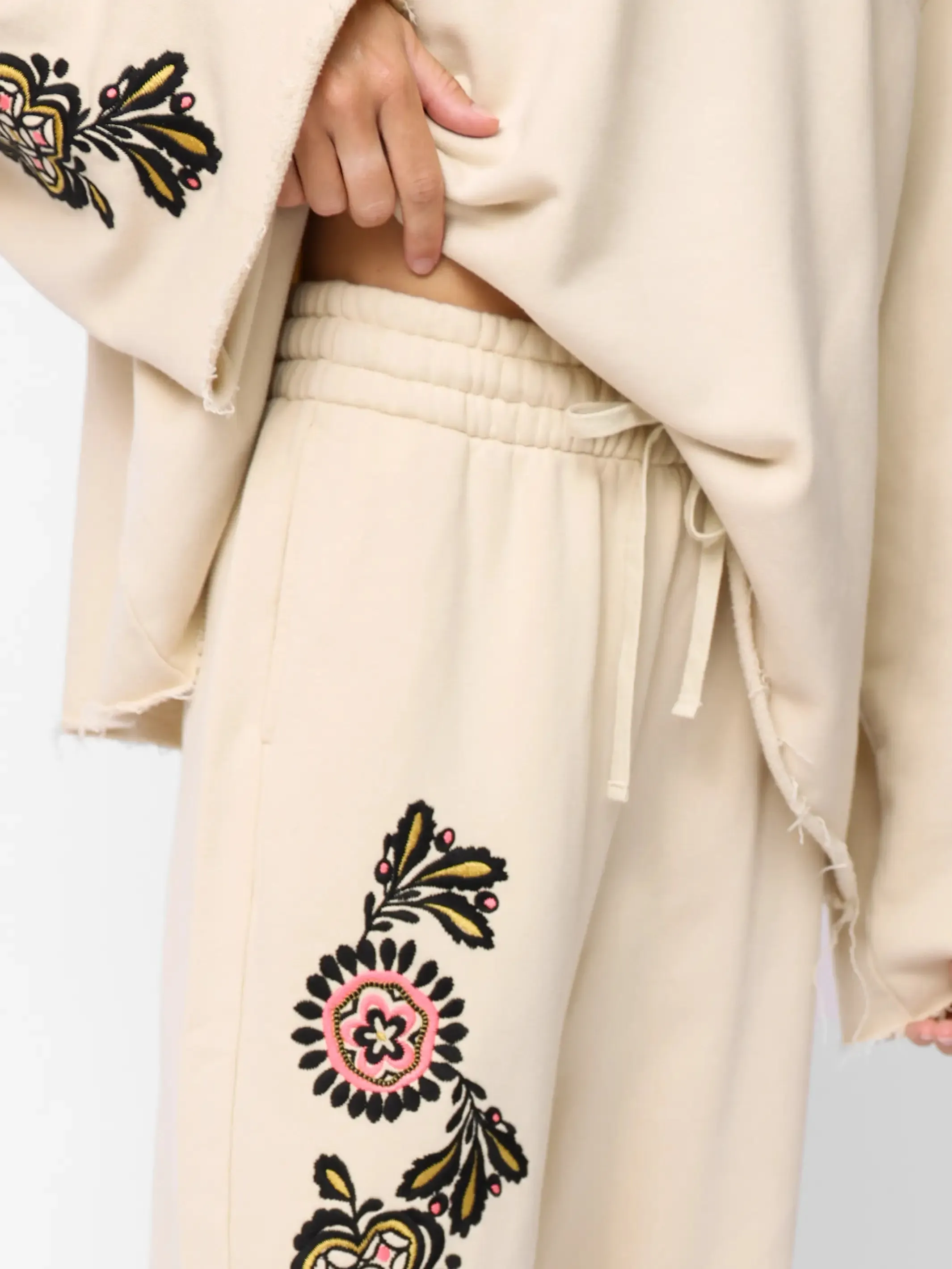 Easy Does It Embroidered Sweatpant - Cream sold by NATURAL LIFE product image thumbnail 3