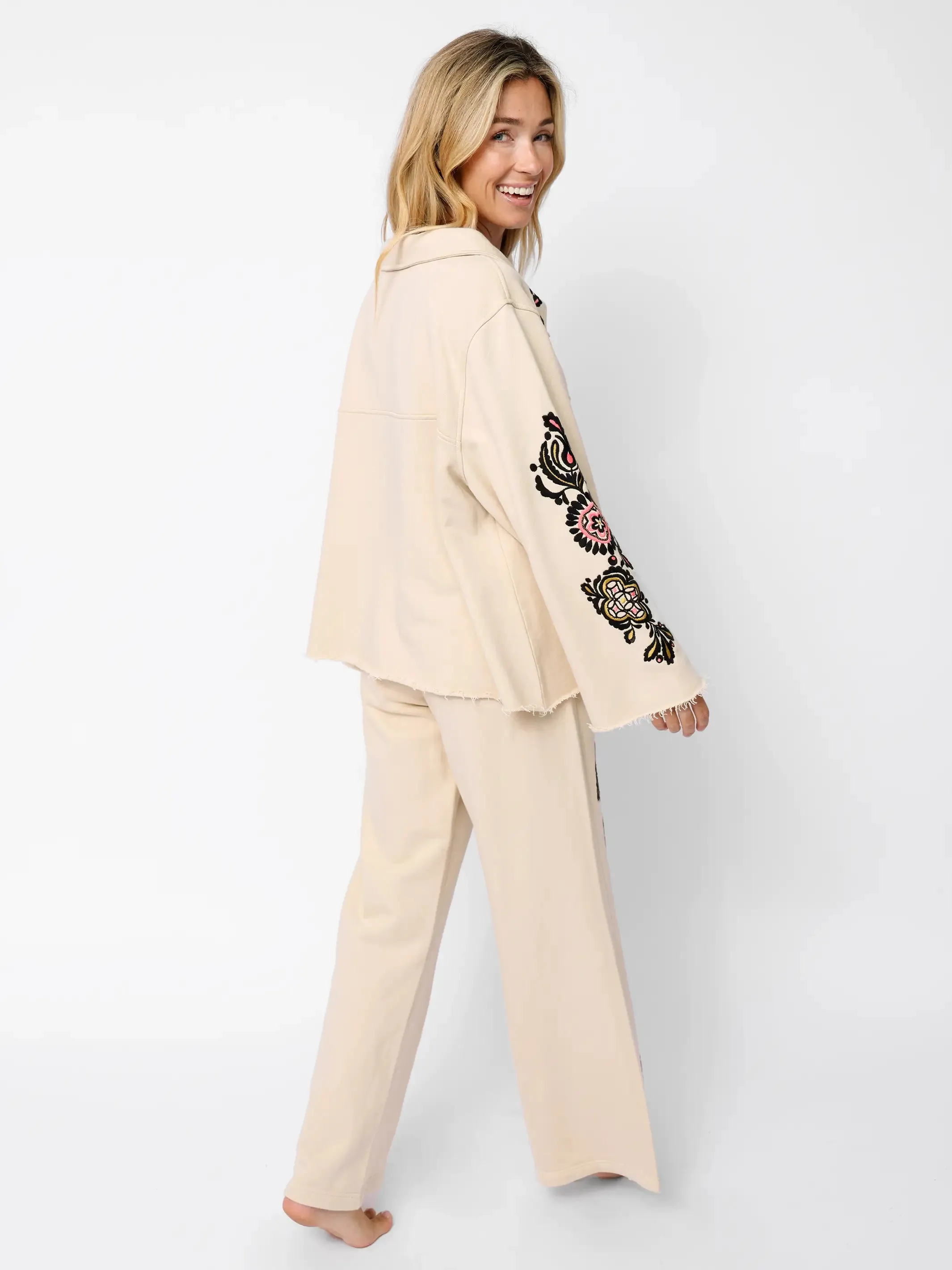 Easy Does It Embroidered Sweatpant - Cream sold by NATURAL LIFE product image thumbnail 4