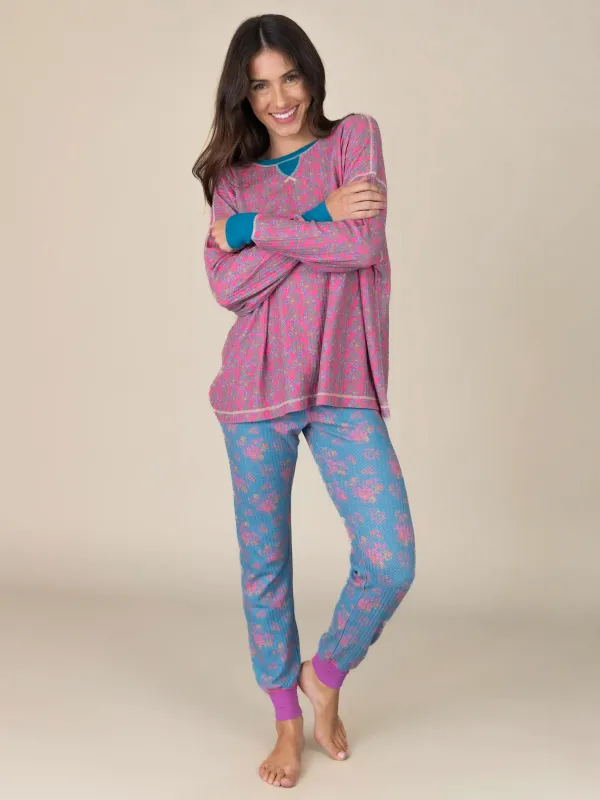 Mix & Match Waffle Pajama Top - Pink Floral Bundles sold by NATURAL LIFE