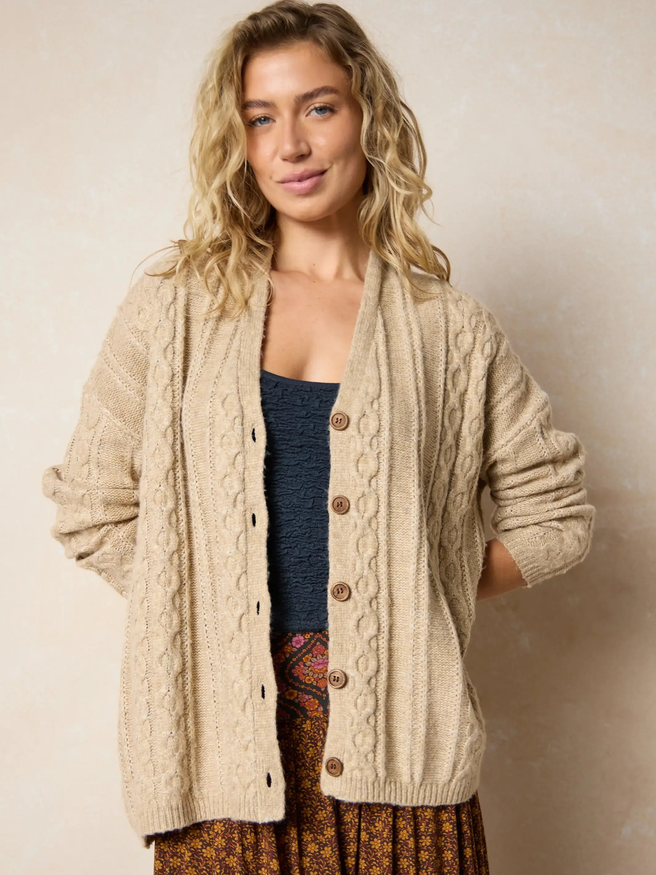 So Soft Grandpa Cardigan - Tan sold by NATURAL LIFE