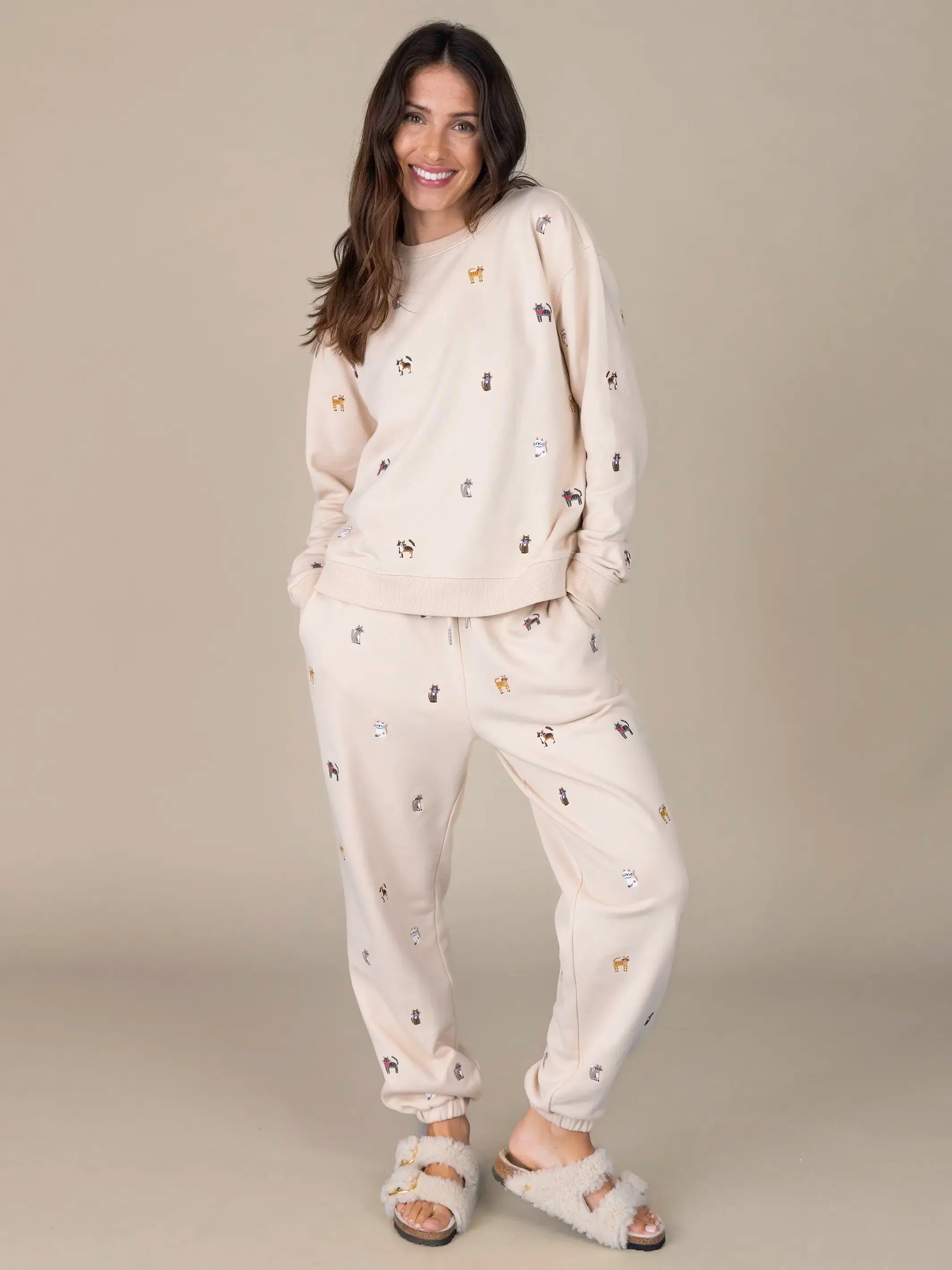 Fave Little Things Embroidered Sweatshirt - Cream Cats sold by NATURAL LIFE product image thumbnail 2