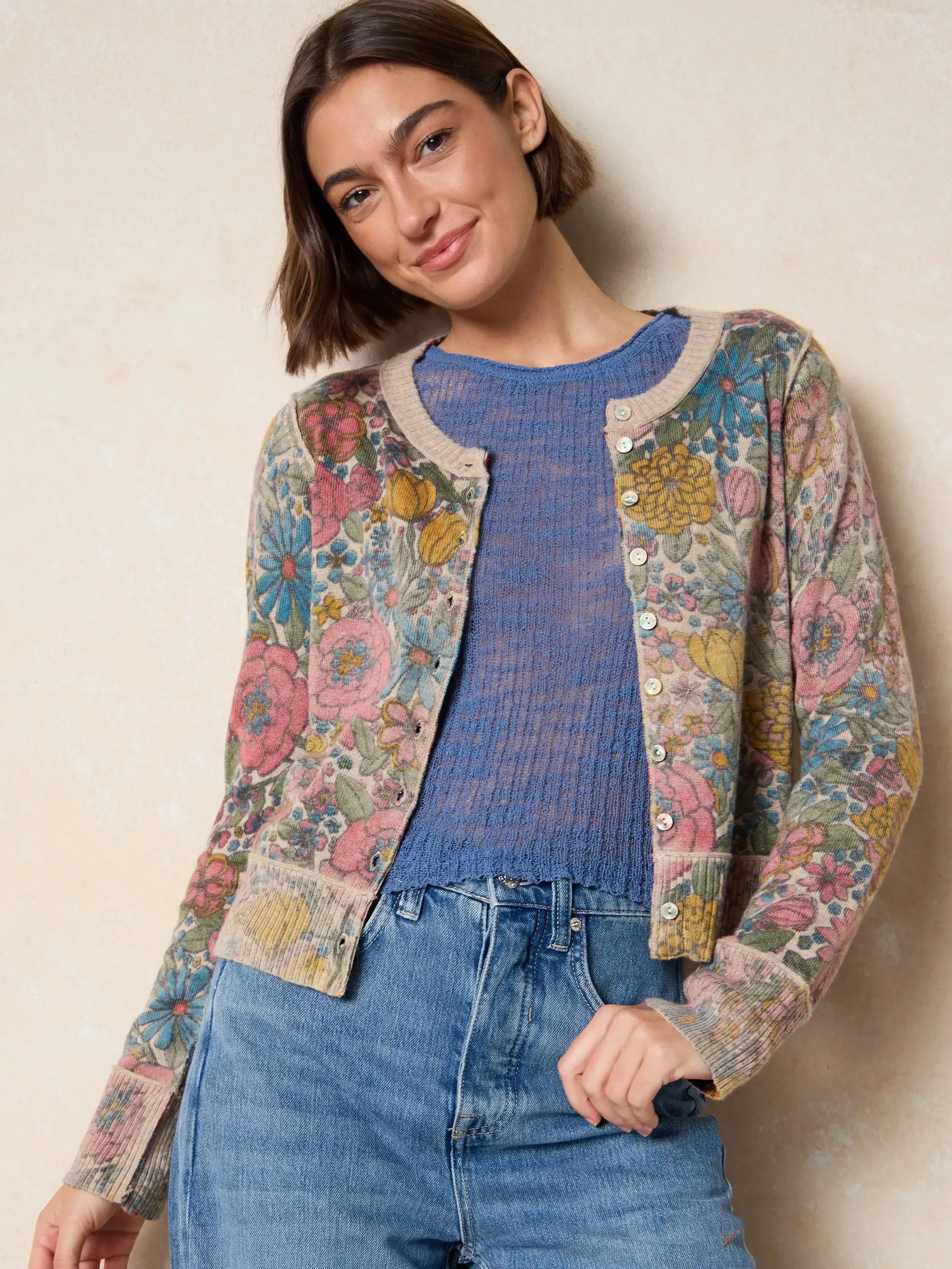 Your Everything Cardigan Sweater - Drawn Garden Multi sold by NATURAL LIFE product image thumbnail 3