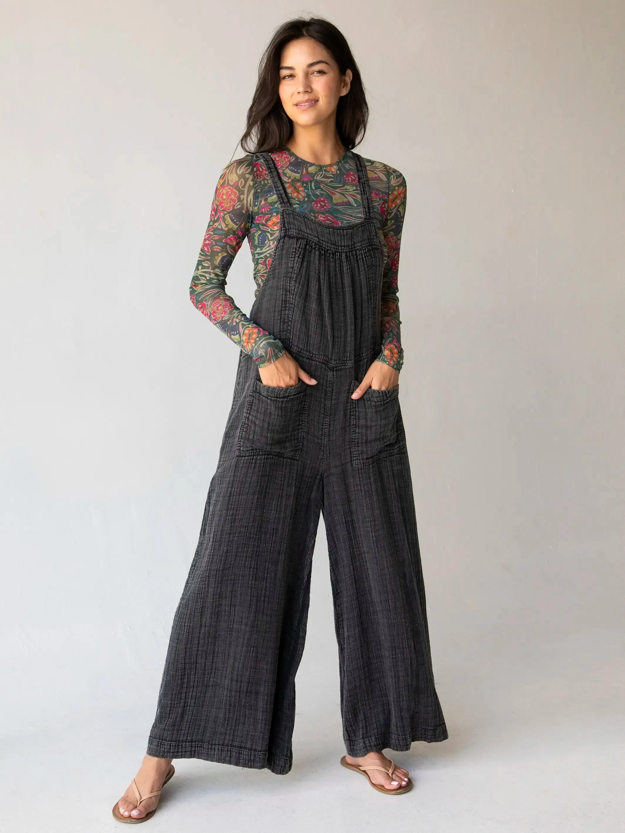 Dakota Cotton Tie Overall - Washed Black sold by NATURAL LIFE