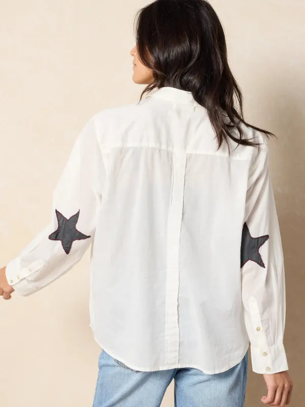 Lived In Applique Cotton Button Down - Ivory sold by NATURAL LIFE