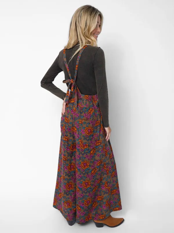 Dakota Cotton Tie Overall - Woodcut Floral Bronze sold by NATURAL LIFE