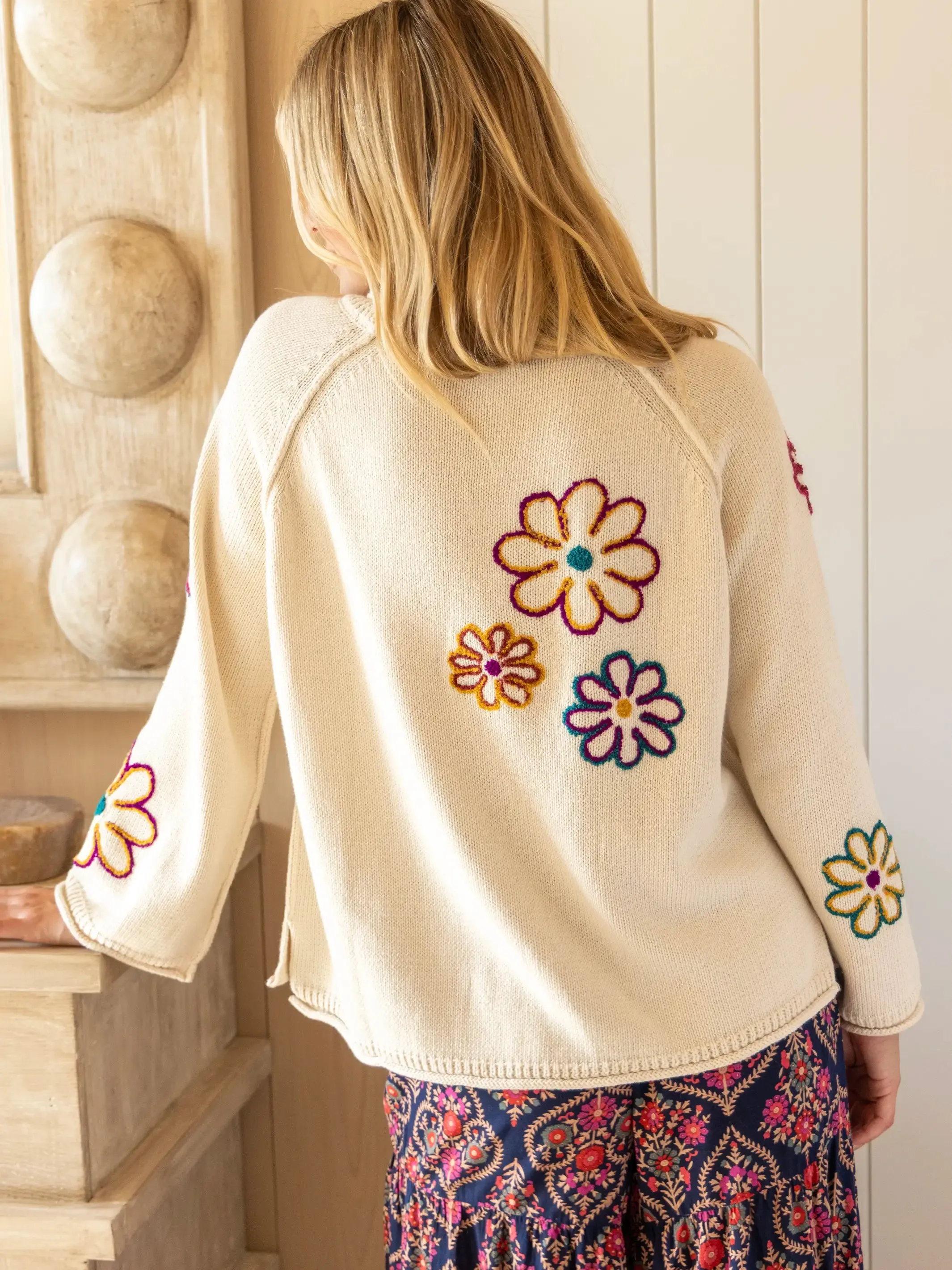 Blooms Cotton Tufted Sweater - Cream sold by NATURAL LIFE product image thumbnail 2