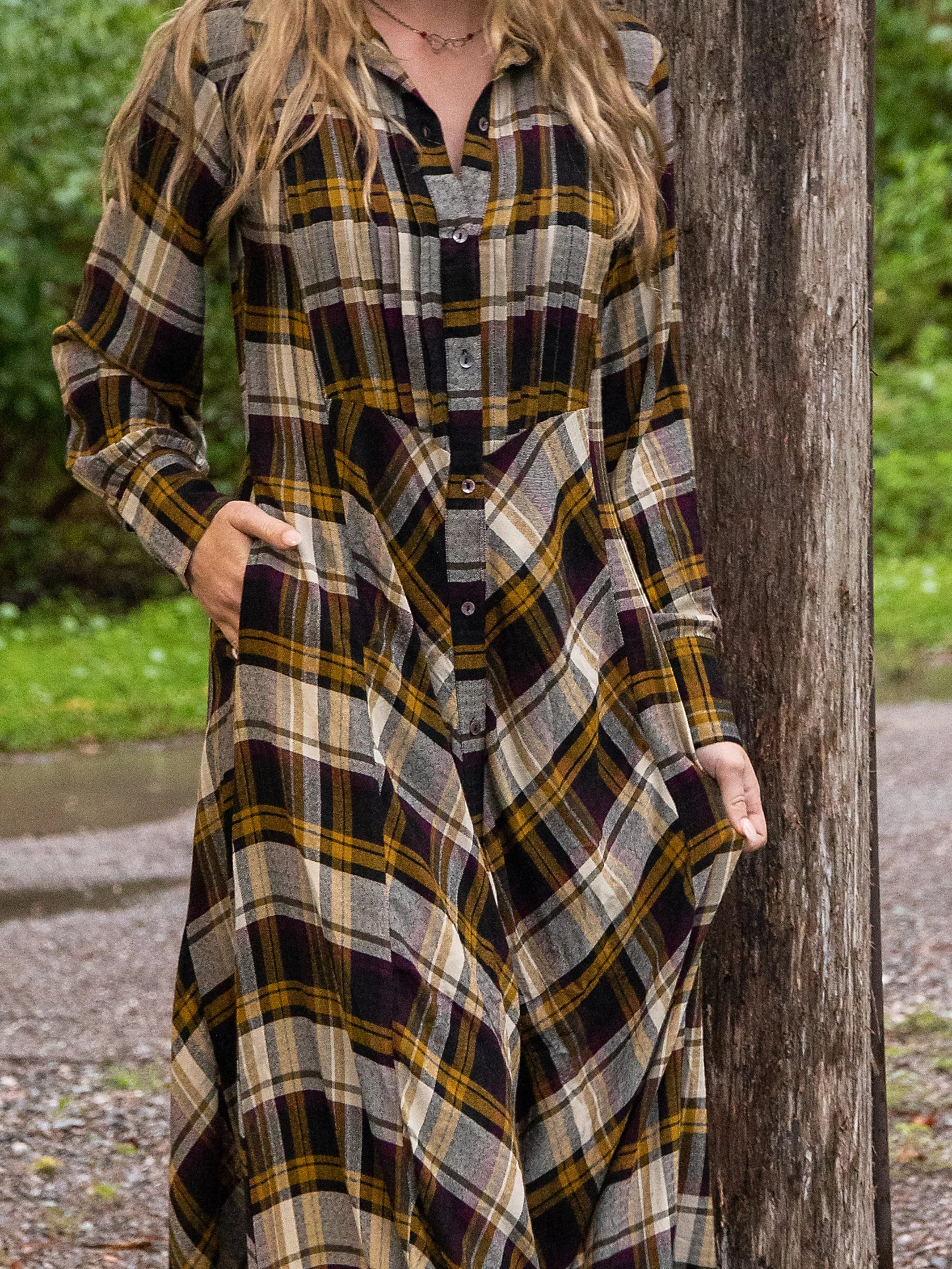 Hailee Maxi Dress - Black Tan Plaid sold by NATURAL LIFE product image thumbnail 2