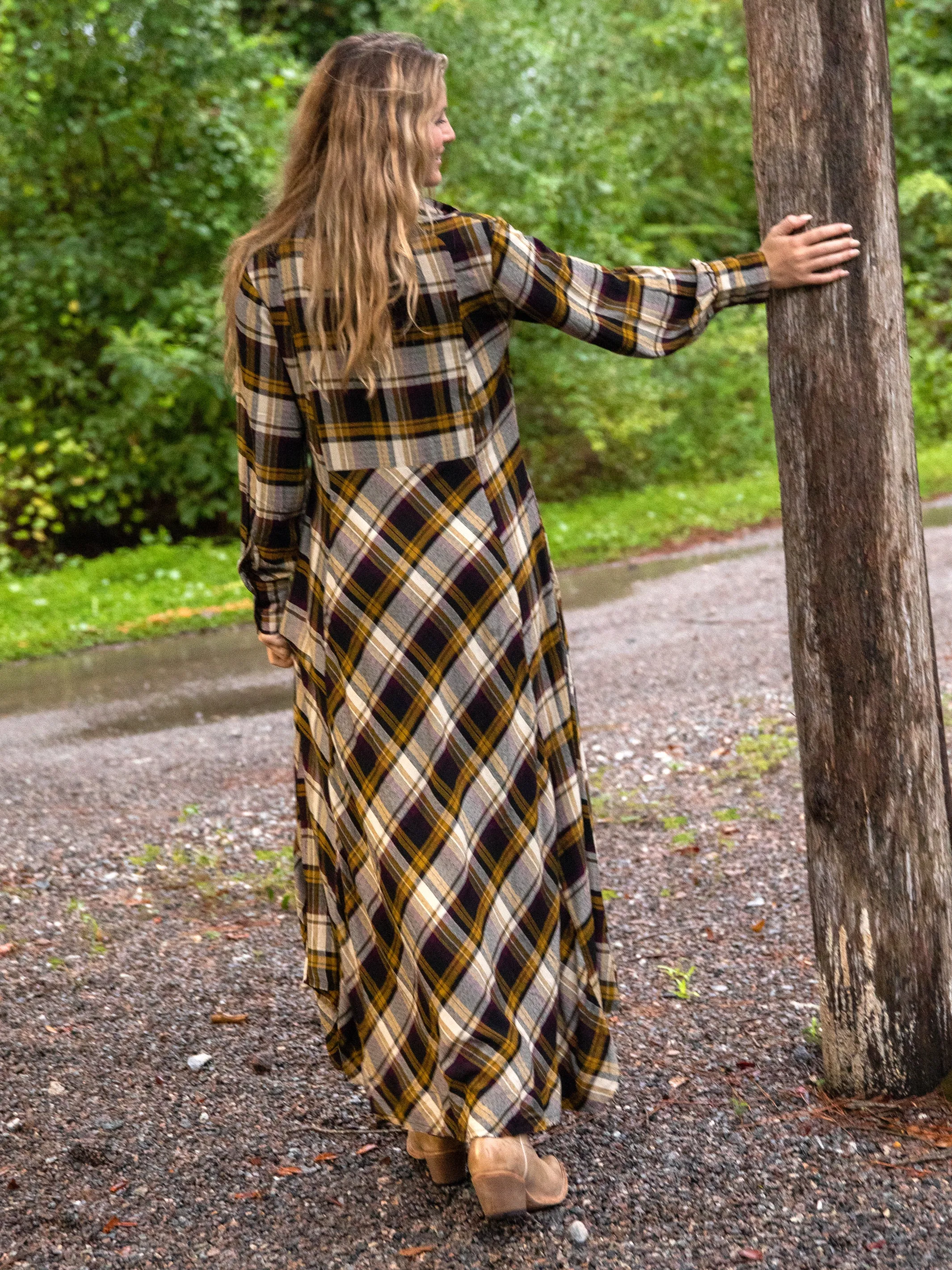 Hailee Maxi Dress - Black Tan Plaid sold by NATURAL LIFE product image thumbnail 3