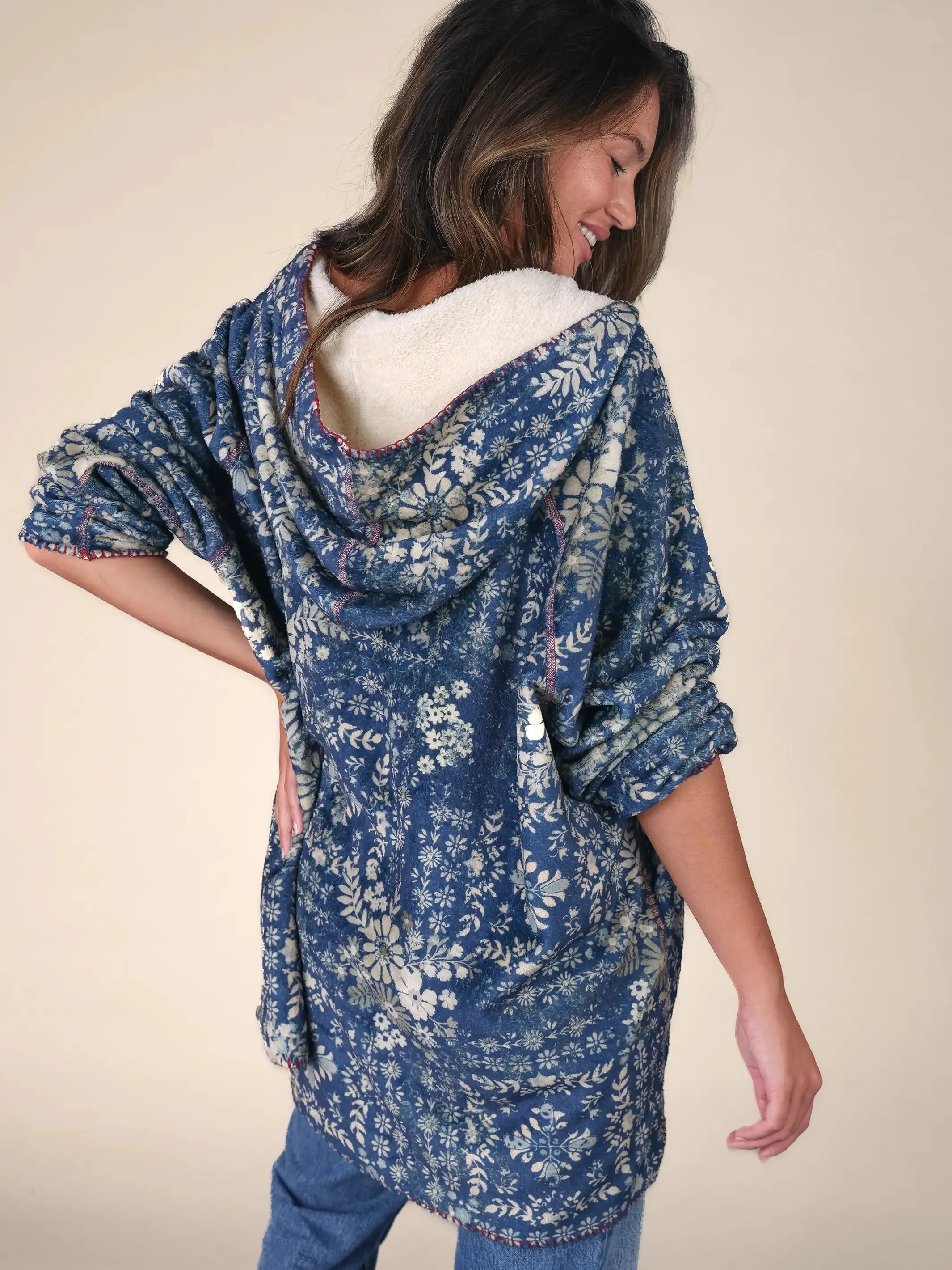 Cozy Blanket Hoodie - Diamond Bandana Navy sold by NATURAL LIFE product image thumbnail 2