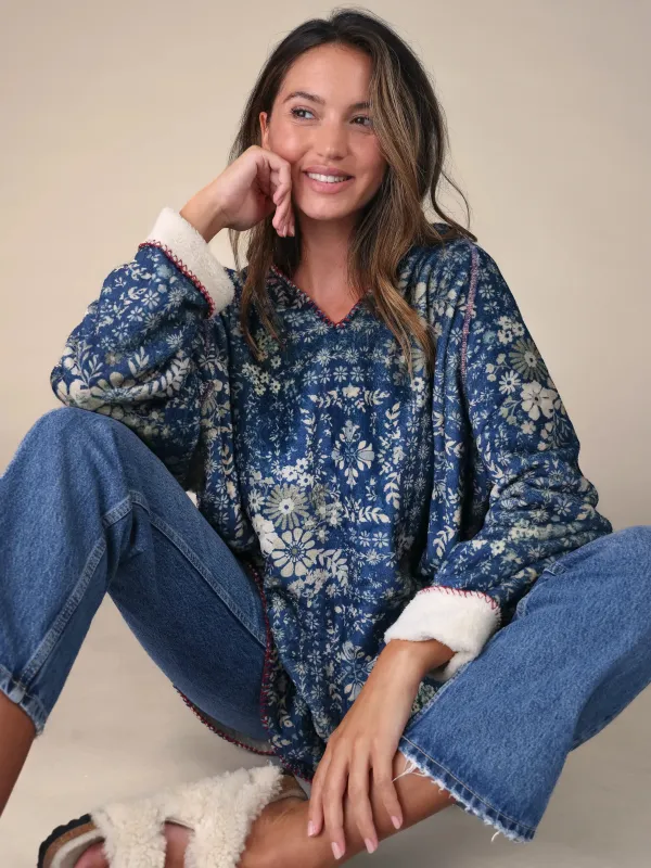 Cozy Blanket Hoodie - Diamond Bandana Navy sold by NATURAL LIFE