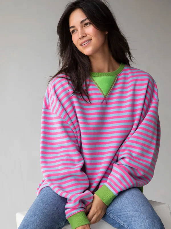 Oversized Striped Crewneck - Taffy Twist sold by NATURAL LIFE