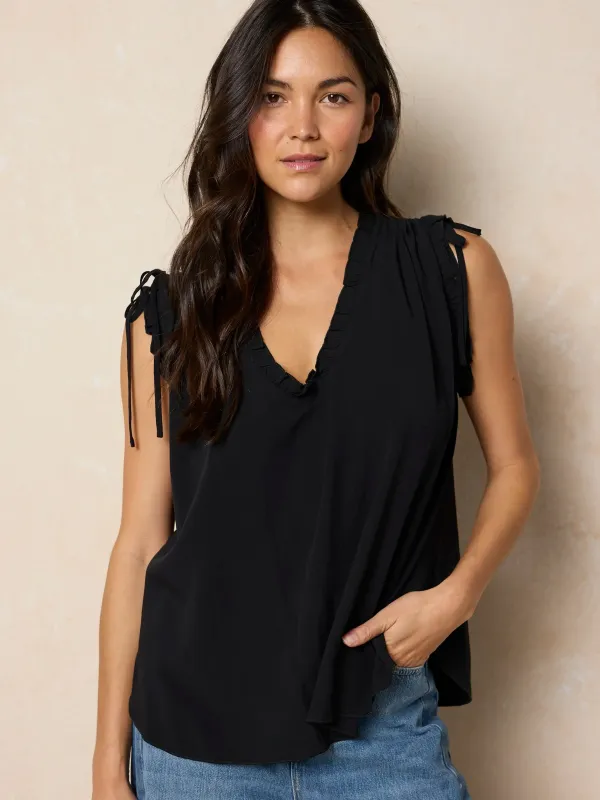 Ramona Sleeveless Top - Black made by NATURAL LIFE