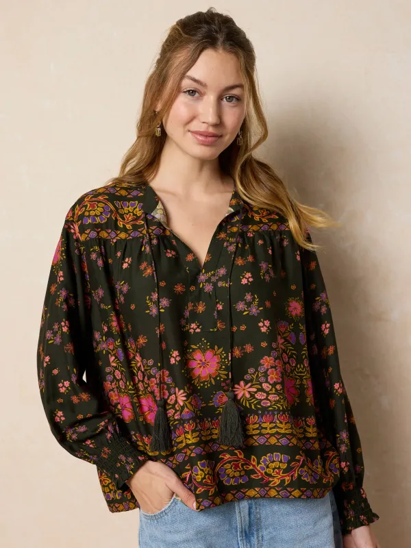 Dara Top - Blooming Bandana Charcoal sold by NATURAL LIFE