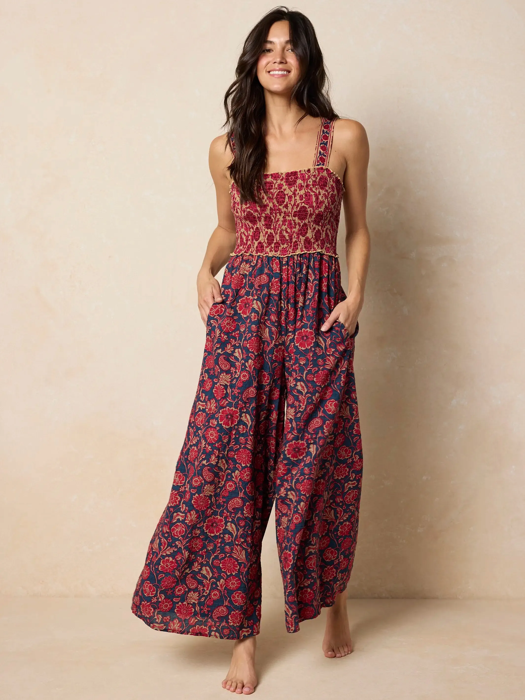 Sedona Jumpsuit - Ornate Paisley Navy sold by NATURAL LIFE