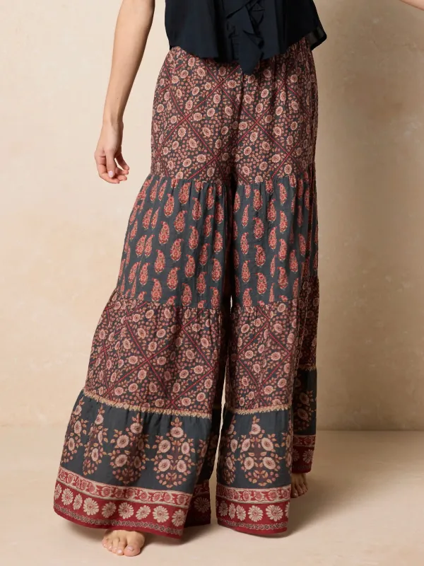 Patti Palazzo Pant - Wildflower Medallion Border sold by NATURAL LIFE