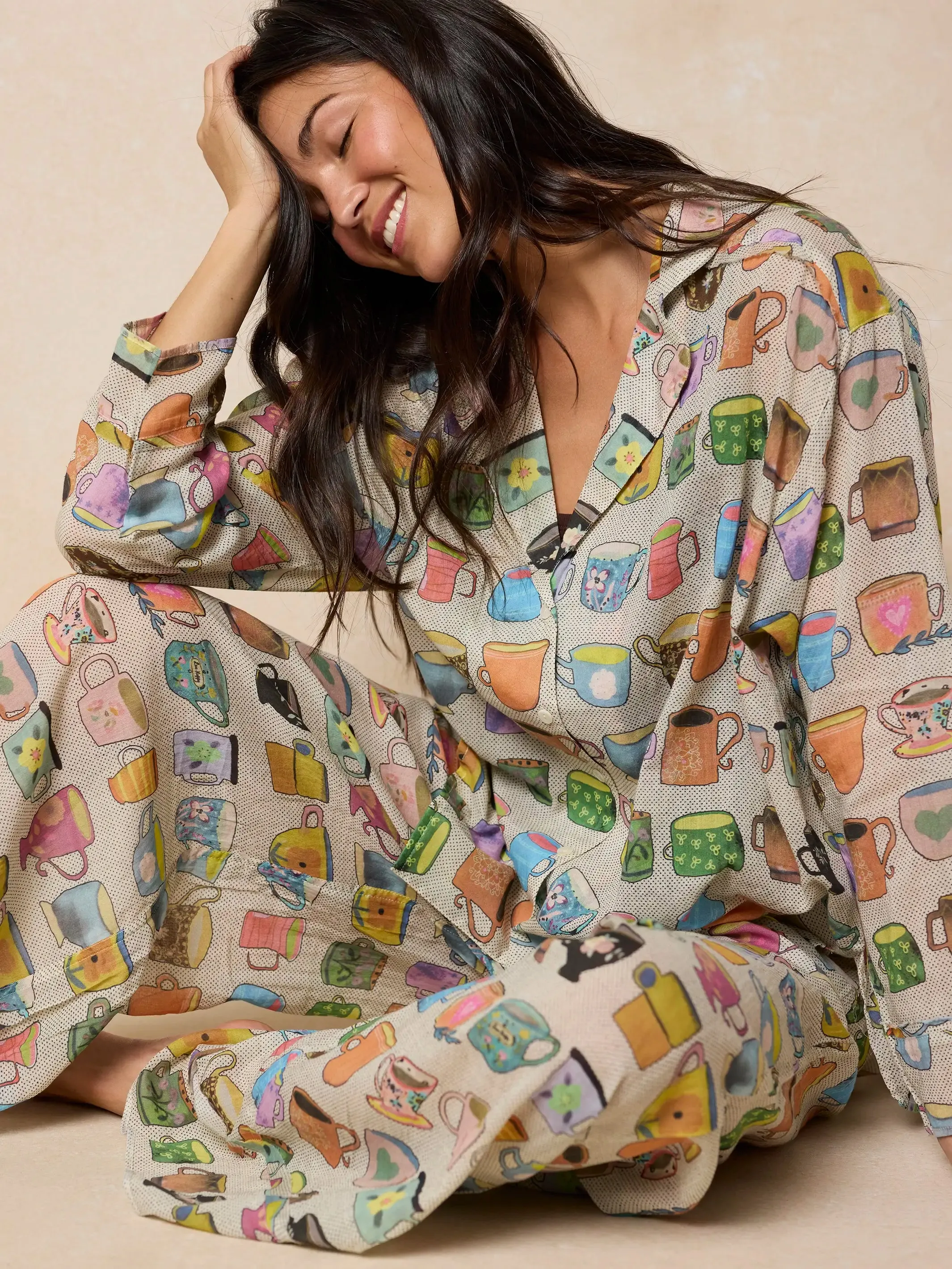 Dreamy Cotton Pajama Set - Coffee Cups sold by NATURAL LIFE product image thumbnail 3