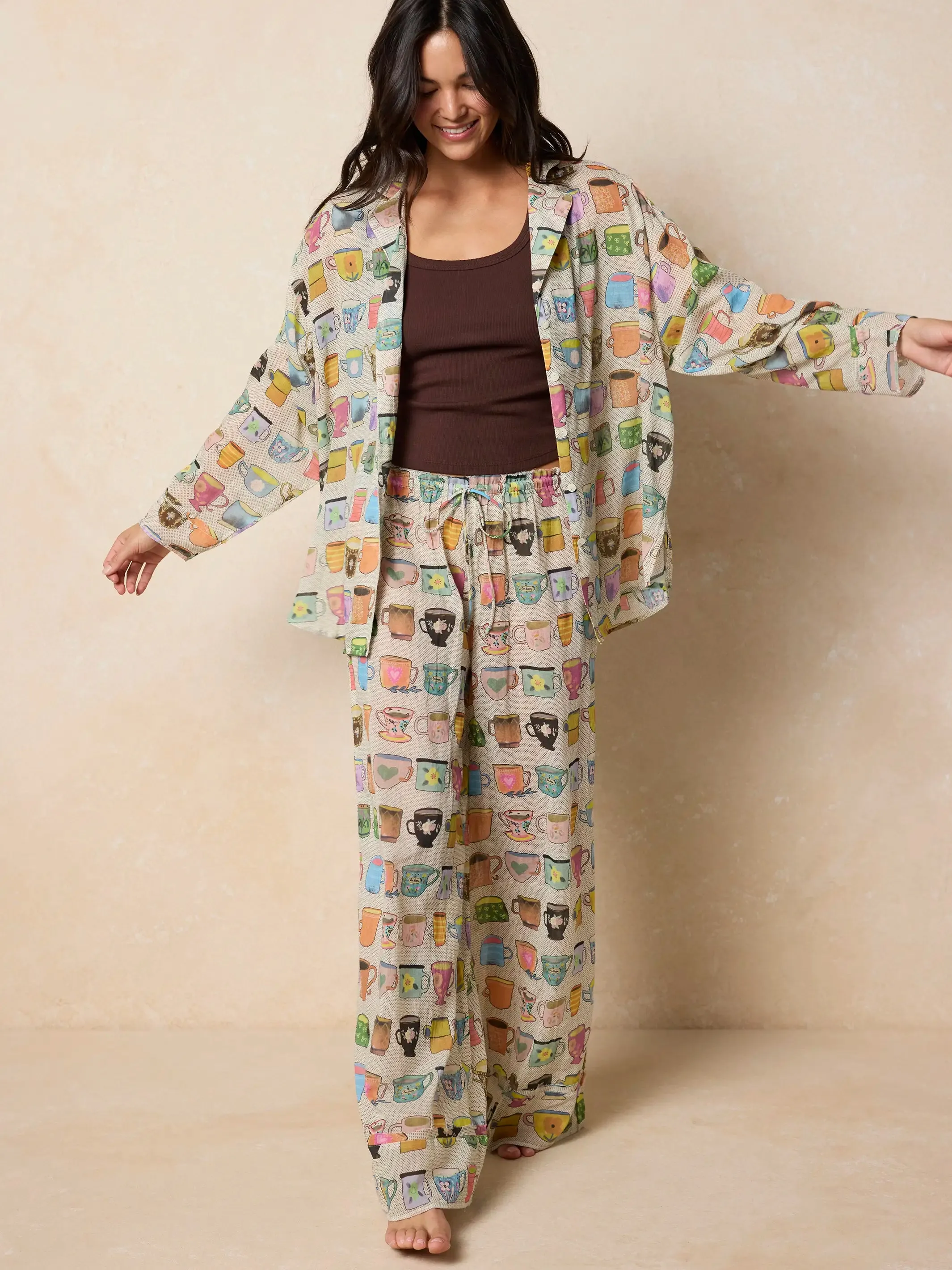 Dreamy Cotton Pajama Set - Coffee Cups sold by NATURAL LIFE product image thumbnail 4