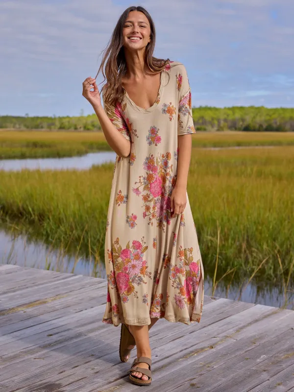 All Day "ButterSoft" Tee Dress - English Garden Cream sold by NATURAL LIFE