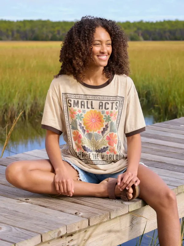 Ringer Oversized Tee Shirt - Small Acts made by NATURAL LIFE