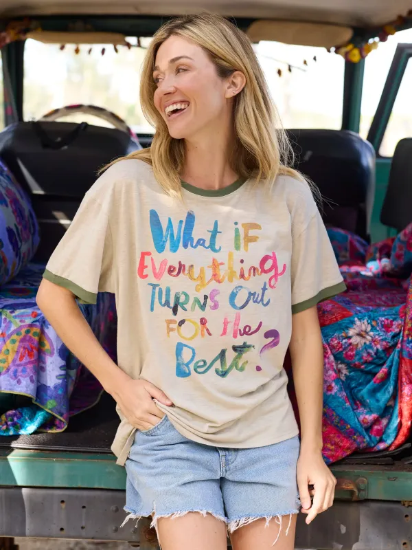 Ringer Oversized Tee Shirt - For The Best made by NATURAL LIFE