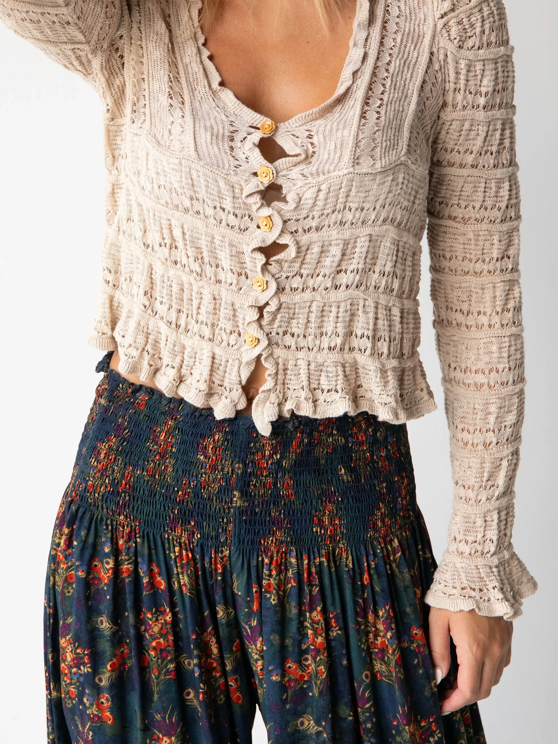 Make A Move Wide-Leg Palazzo Pants - Navy Red Feathers sold by NATURAL LIFE product image thumbnail 3