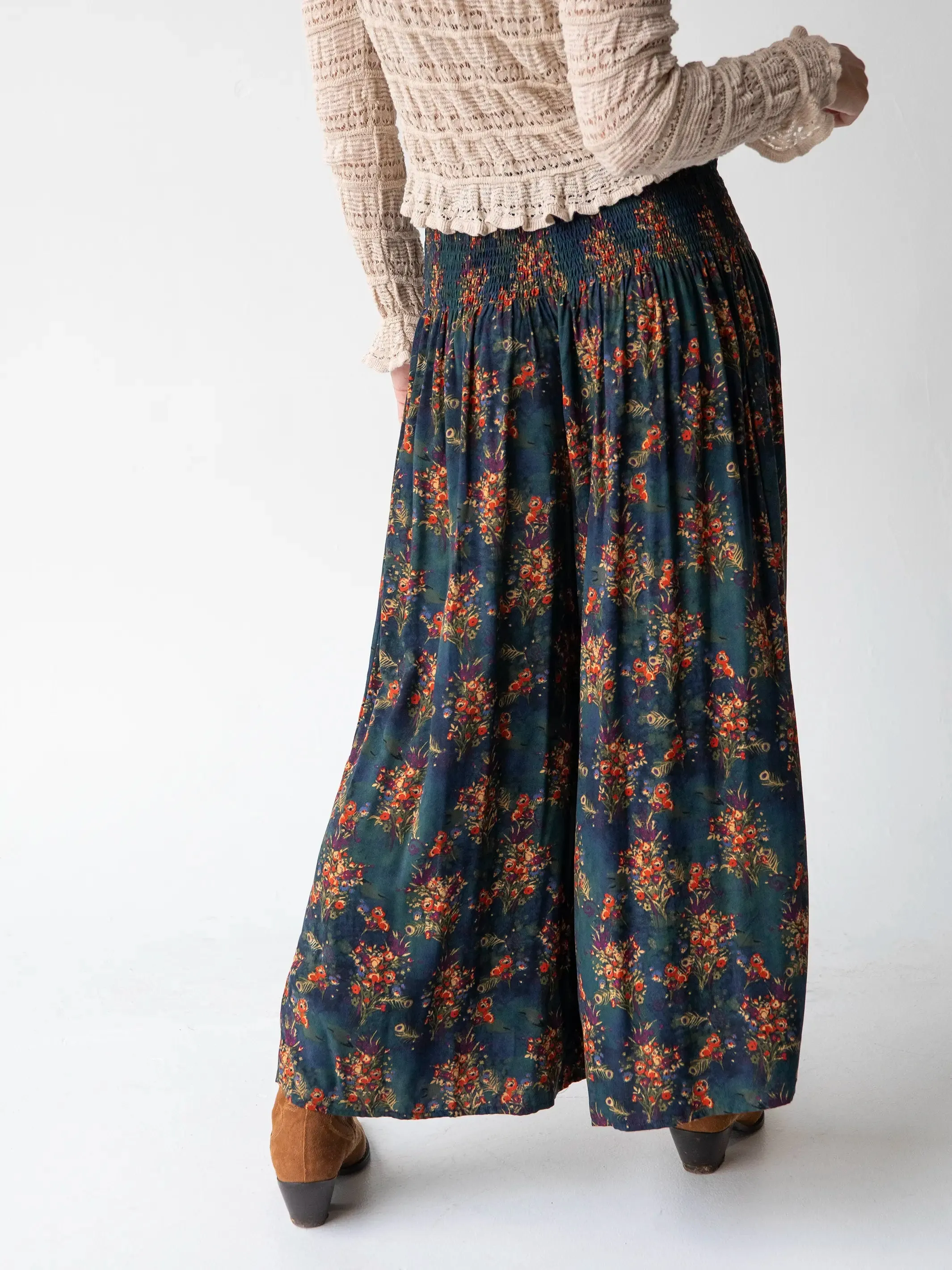 Make A Move Wide-Leg Palazzo Pants - Navy Red Feathers sold by NATURAL LIFE product image thumbnail 4