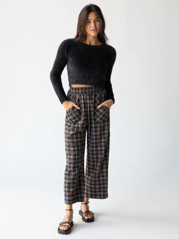 Beckett Flannel Pants - Brown Grey Plaid sold by NATURAL LIFE