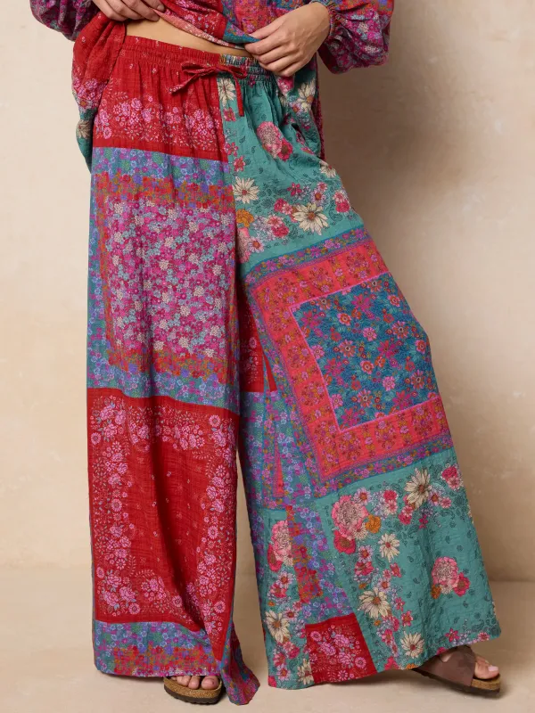 Go With The Flow Wide Leg Pants - Jewel Positano Scarf sold by NATURAL LIFE