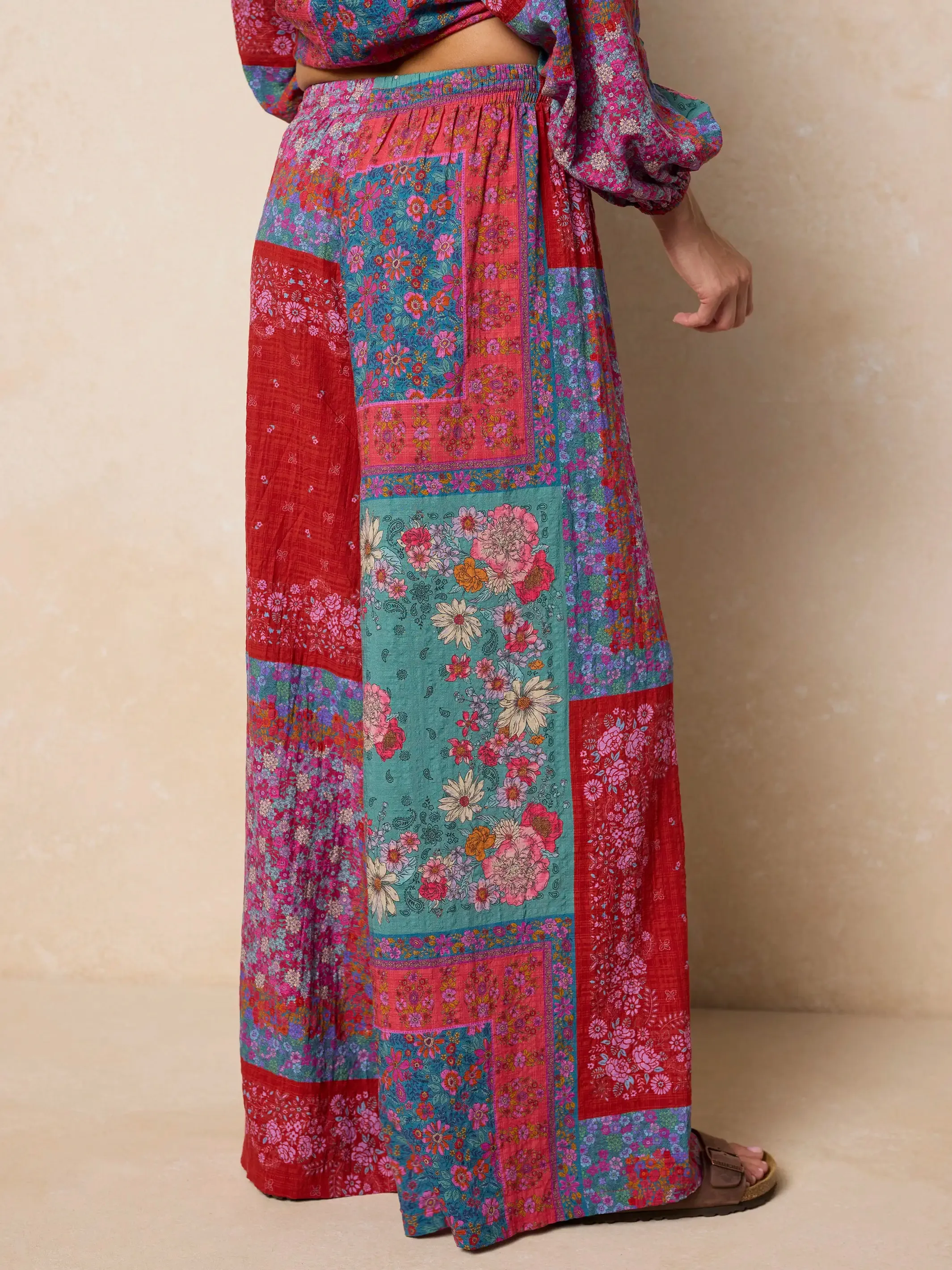 Go With The Flow Wide Leg Pants - Jewel Positano Scarf sold by NATURAL LIFE product image thumbnail 4