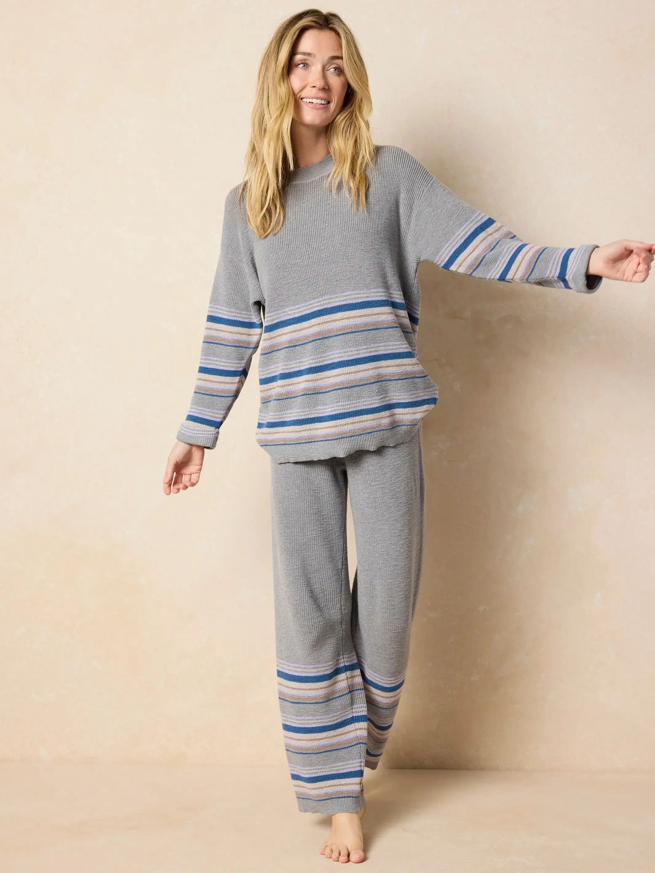 Lounge & Go Striped Cotton Set - Light Grey sold by NATURAL LIFE product image thumbnail 2