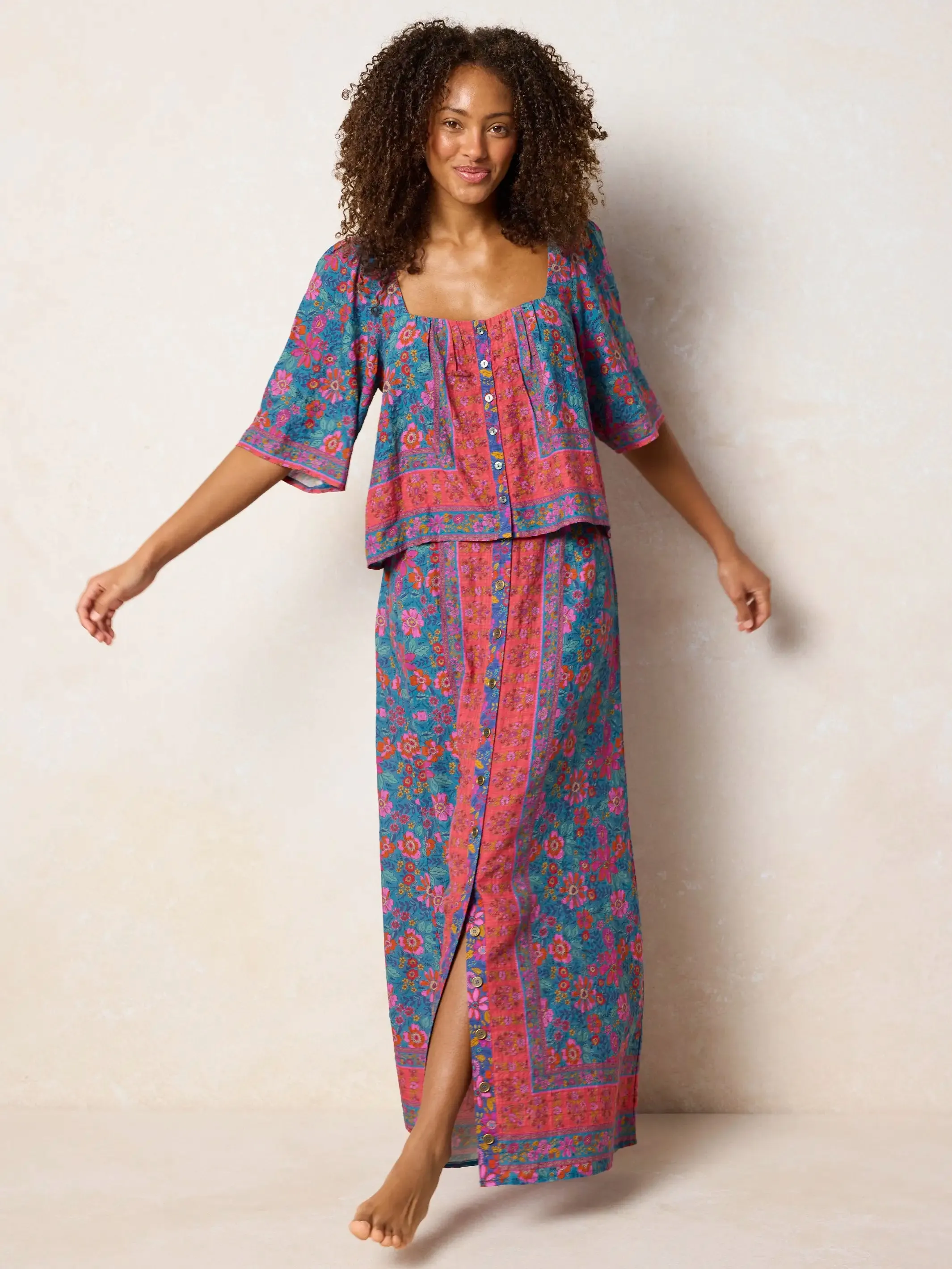 Kalli Top - Teal Boho Border Scarf sold by NATURAL LIFE product image thumbnail 4