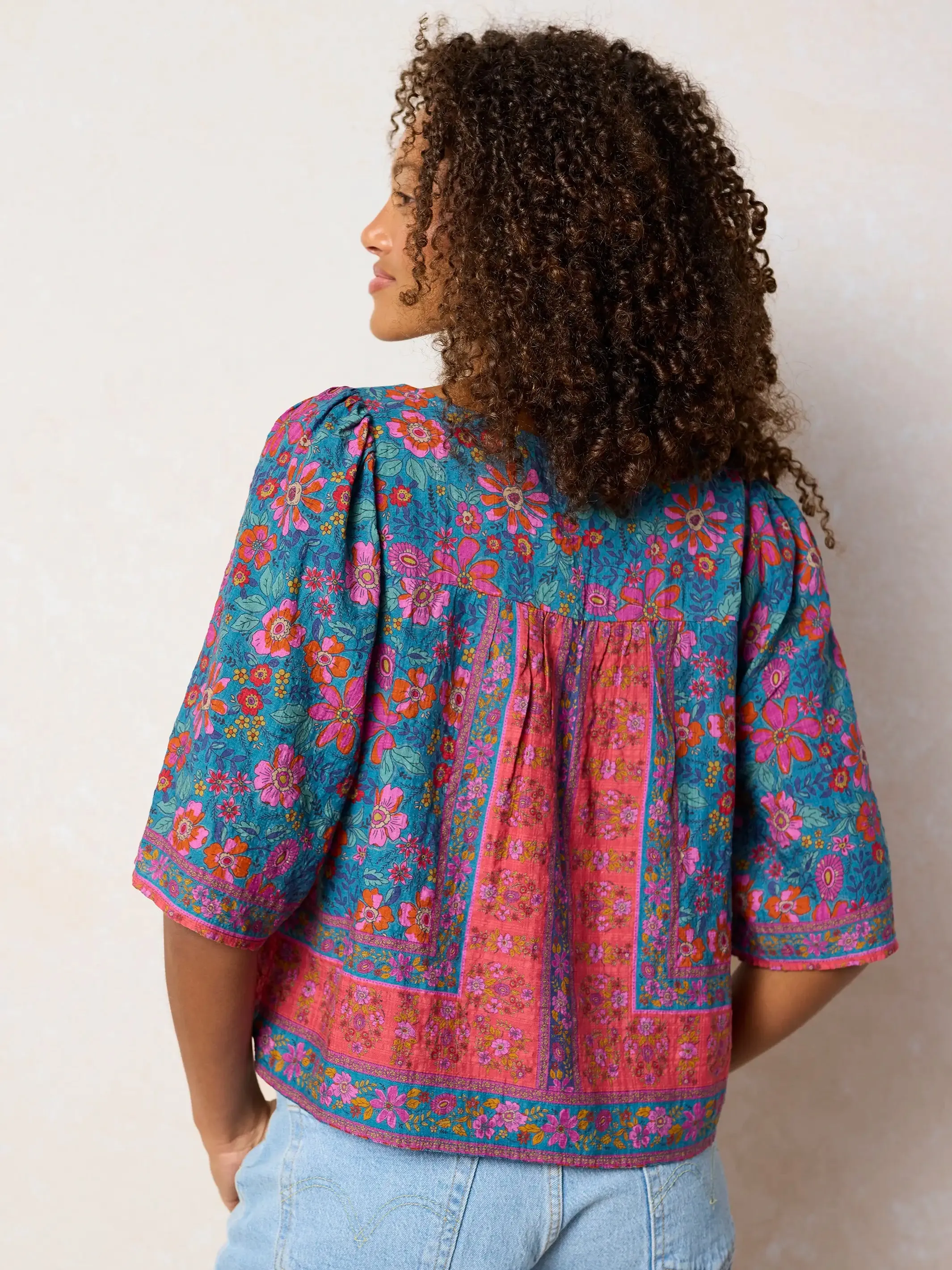 Kalli Top - Teal Boho Border Scarf sold by NATURAL LIFE product image thumbnail 3