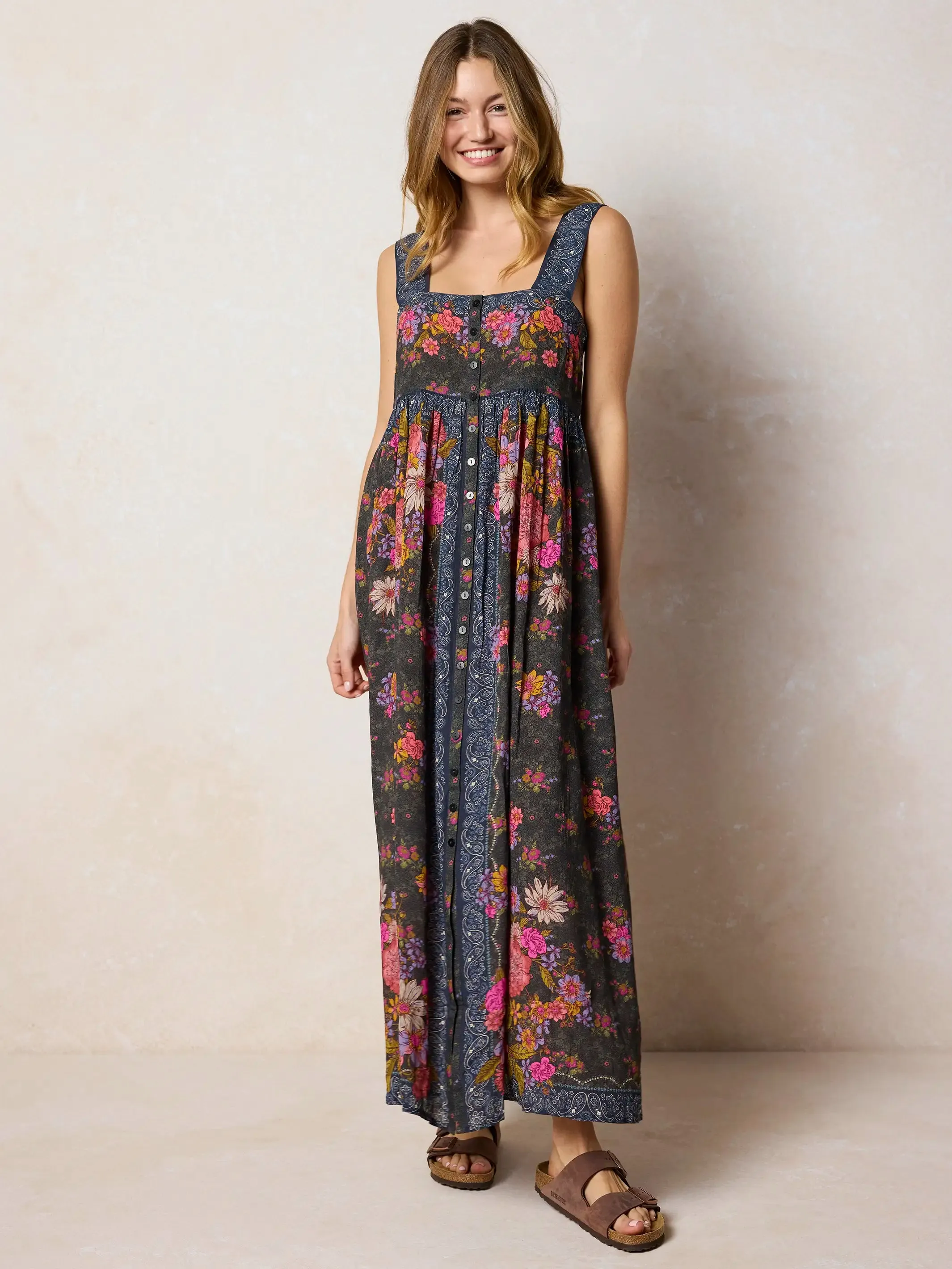 Lucy Maxi Dress - English Garden Charcoal sold by NATURAL LIFE