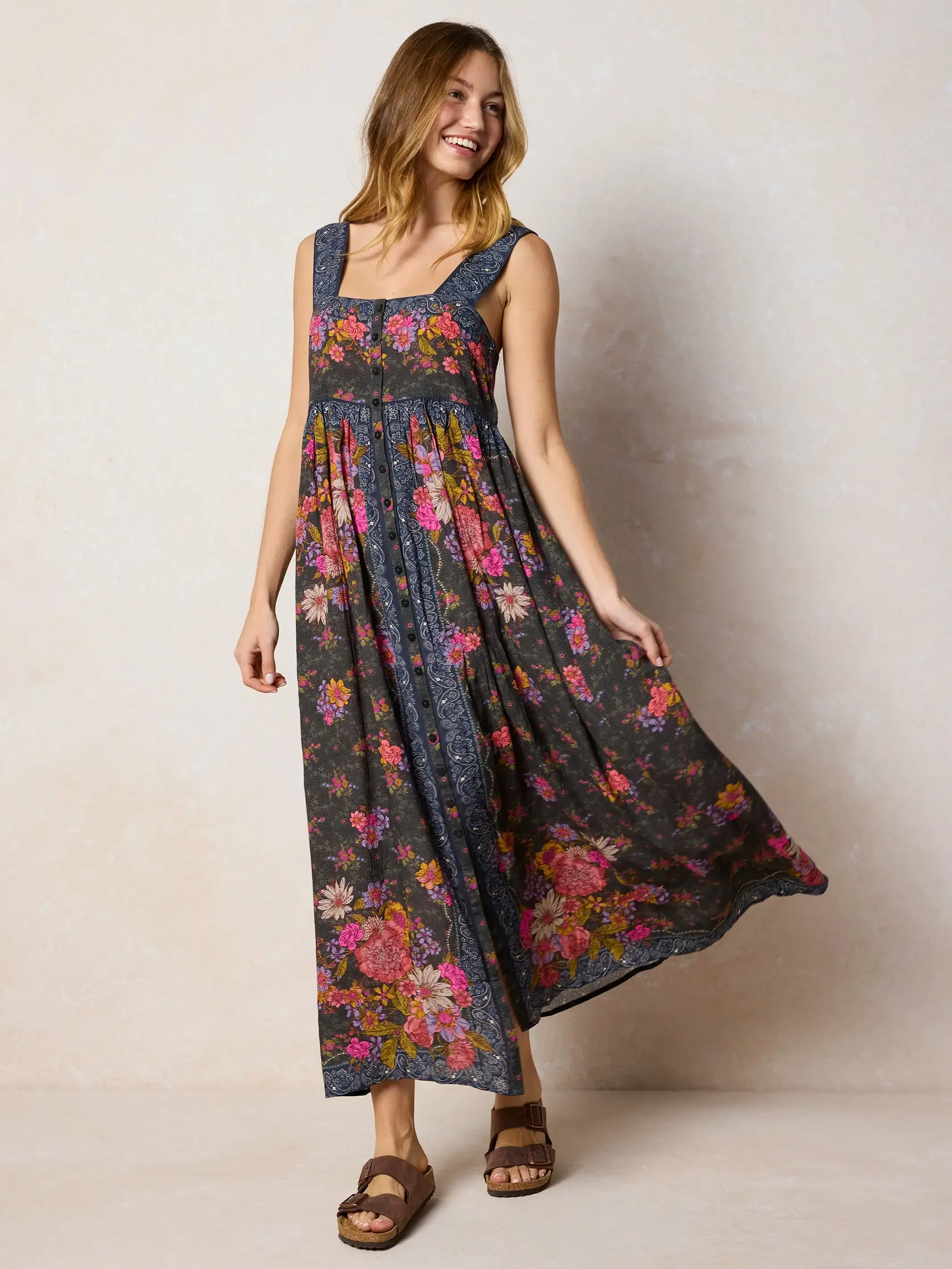Lucy Maxi Dress - English Garden Charcoal sold by NATURAL LIFE product image thumbnail 4