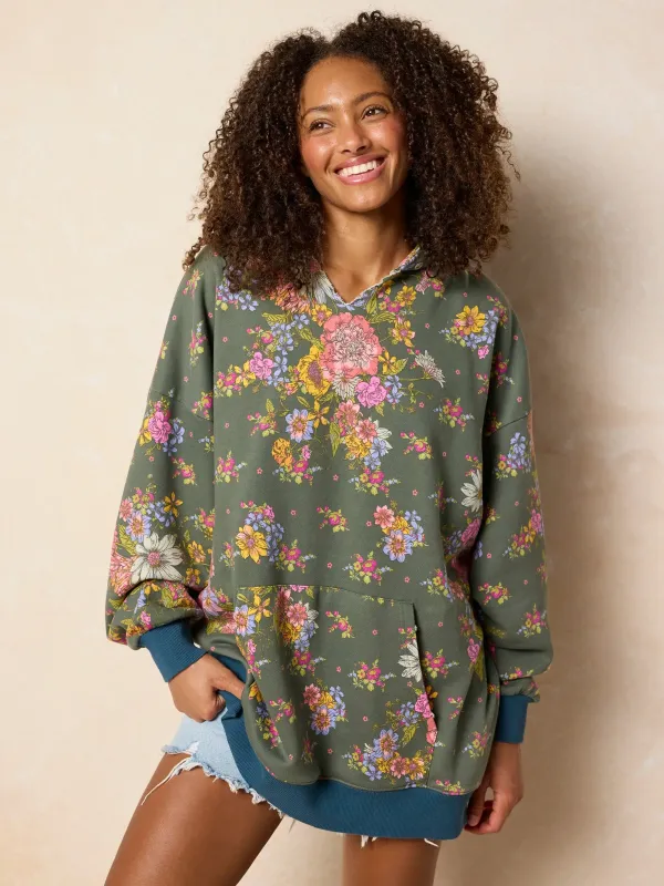 Oversized Printed Hoodie - English Garden Charcoal sold by NATURAL LIFE