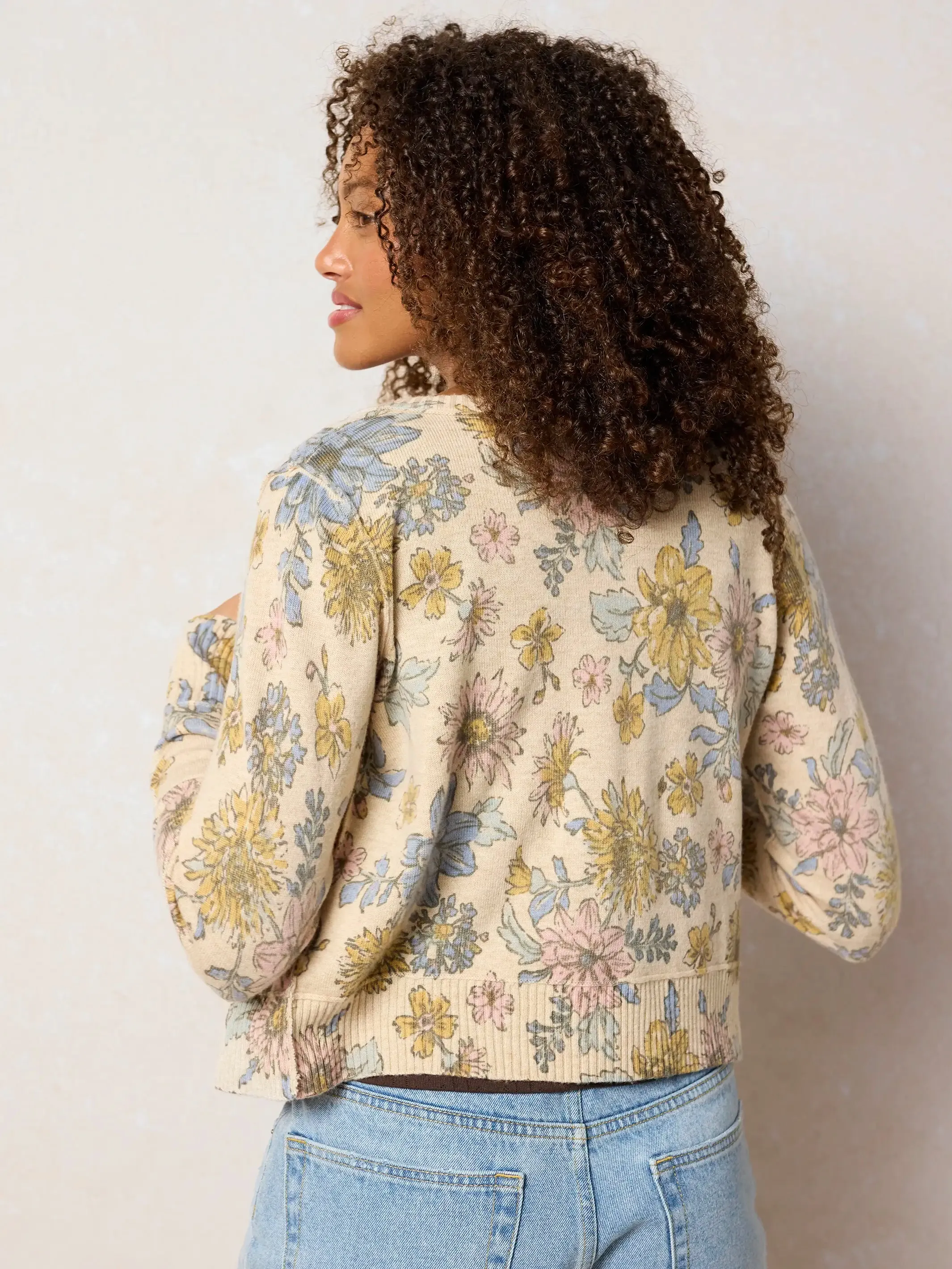 Your Everything Cardigan Sweater - Ivory Dahlia Floral sold by NATURAL LIFE product image thumbnail 3