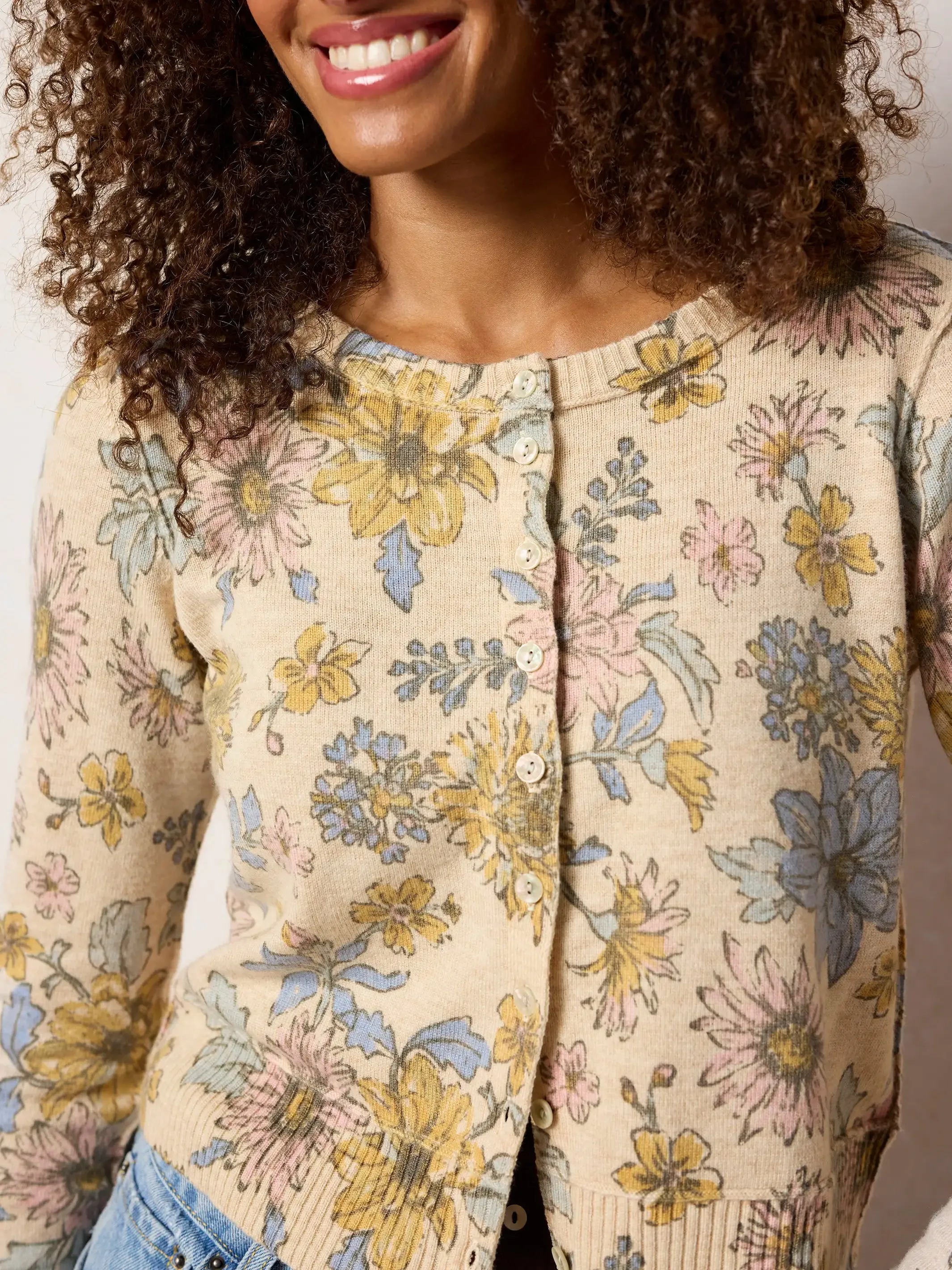 Your Everything Cardigan Sweater - Ivory Dahlia Floral sold by NATURAL LIFE product image thumbnail 2