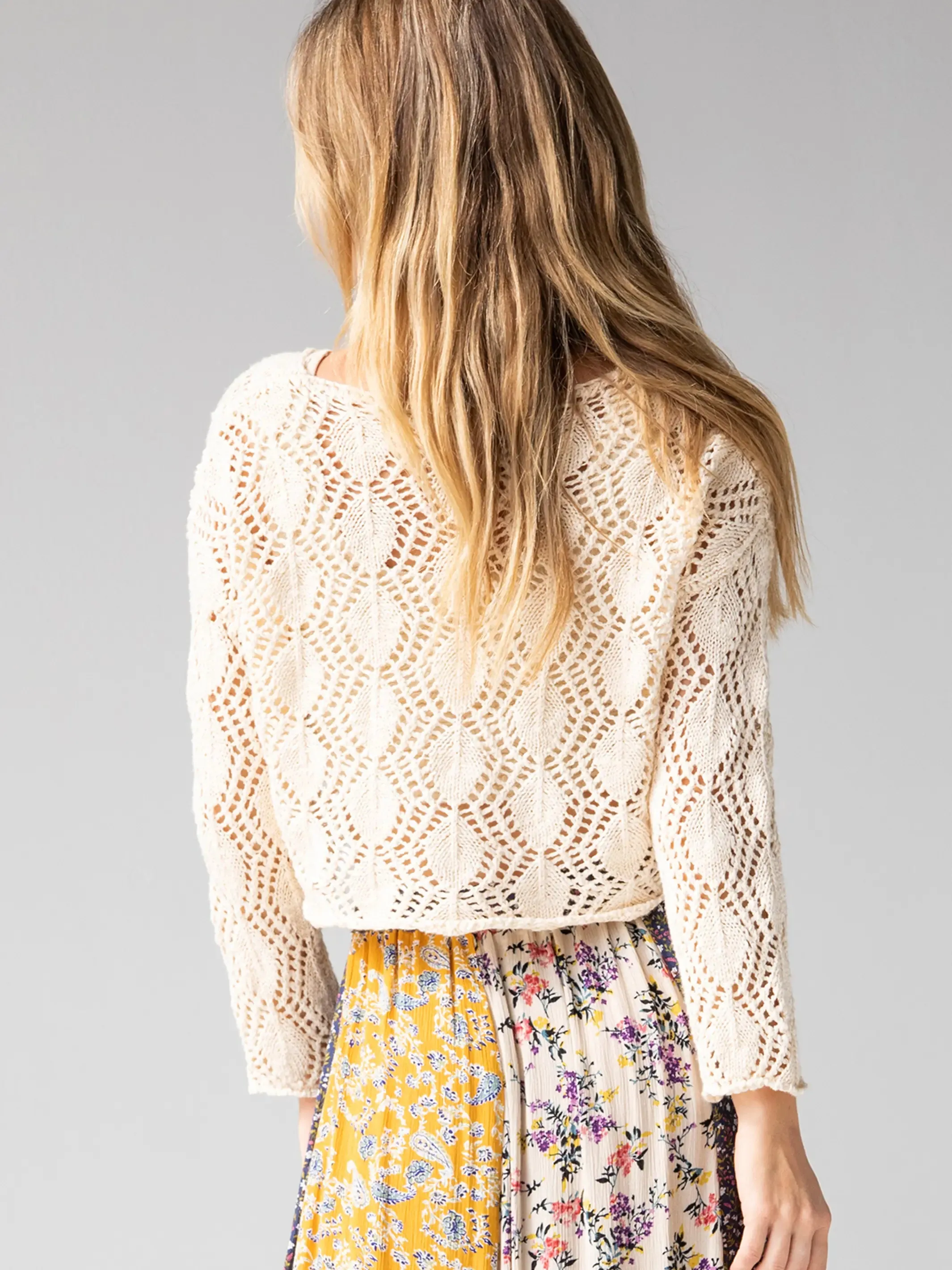 Cropped Cotton Sweater - Cream sold by NATURAL LIFE product image thumbnail 3