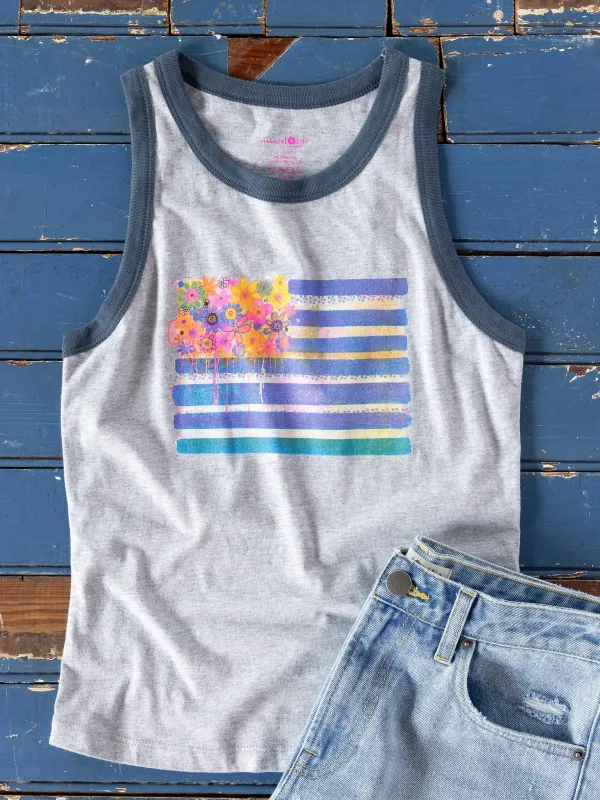 Ringer Tank Top - American Flag made by NATURAL LIFE