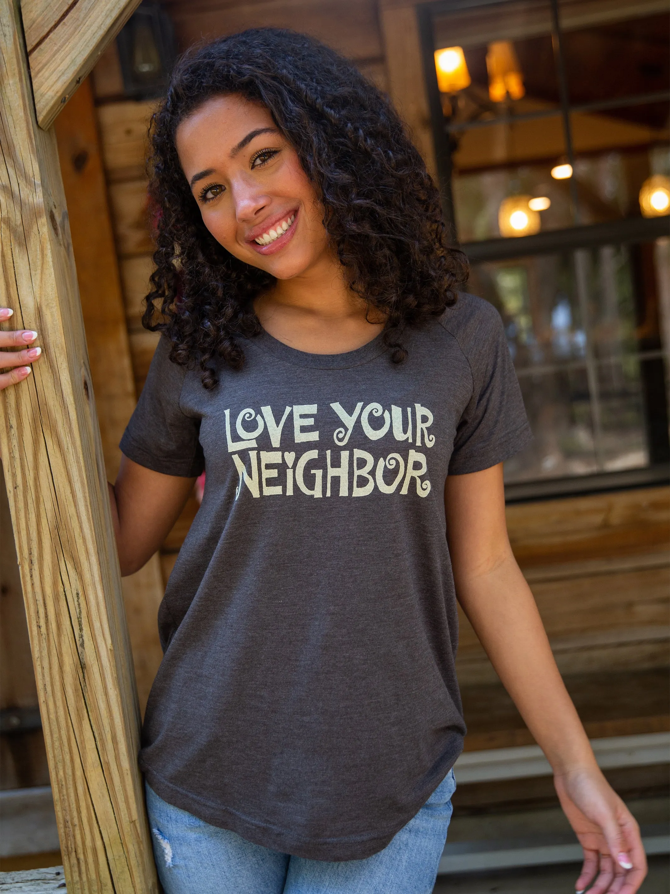 Boho Cotton Tee Shirt - Love Your Neighbor sold by NATURAL LIFE product image thumbnail 3