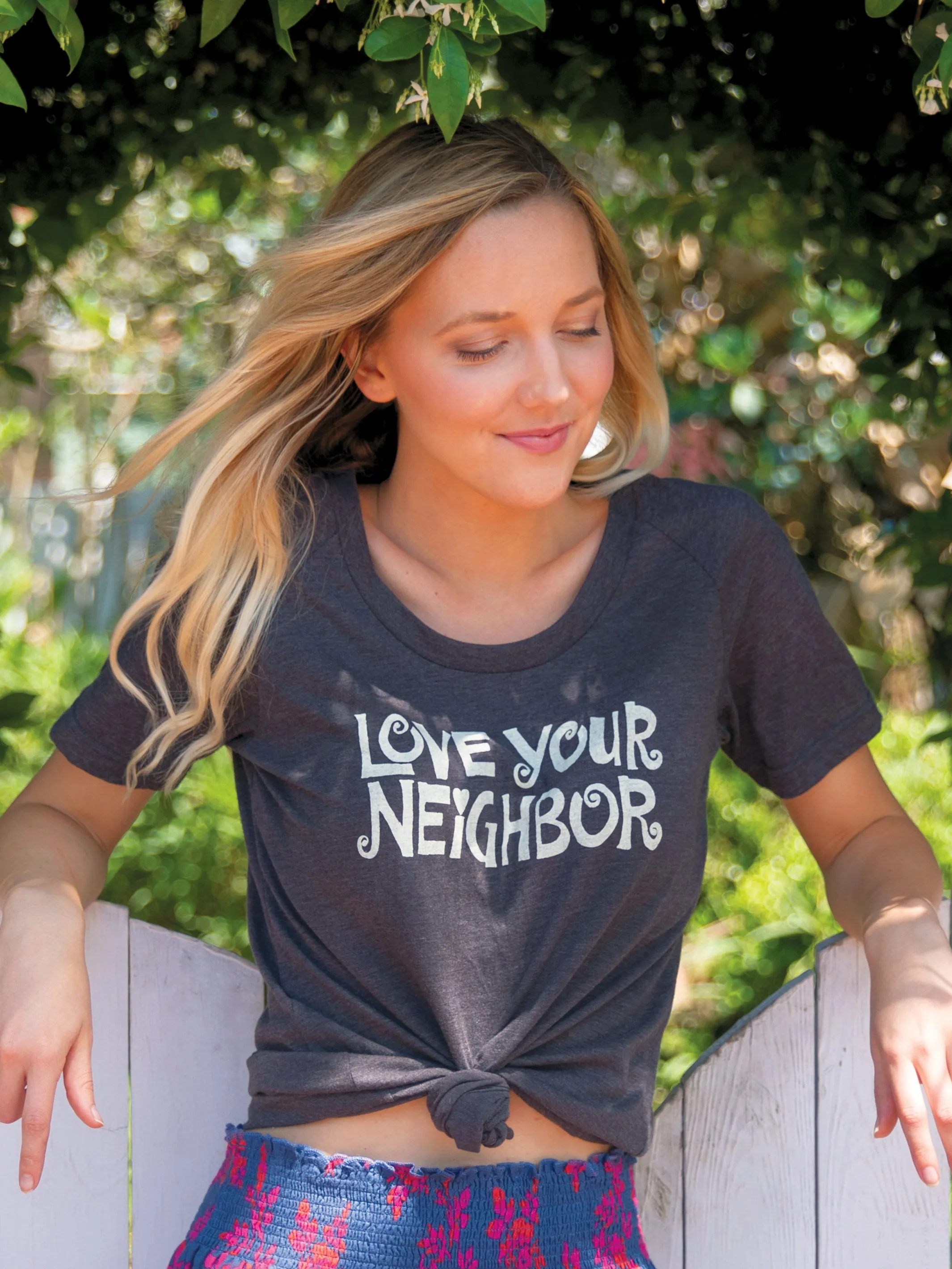 Boho Cotton Tee Shirt - Love Your Neighbor sold by NATURAL LIFE