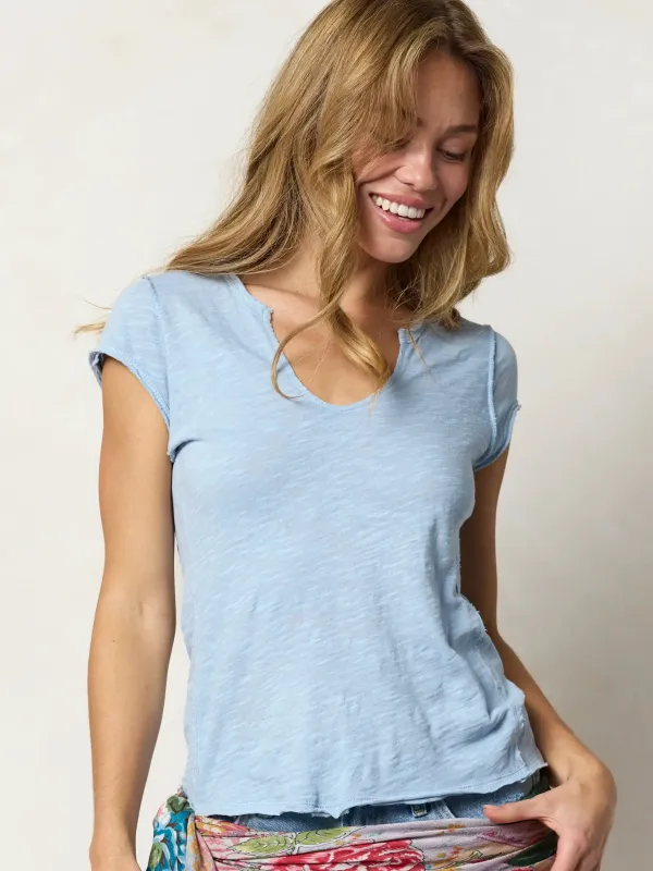 Molly Cotton Tee Shirt - Light Blue made by NATURAL LIFE