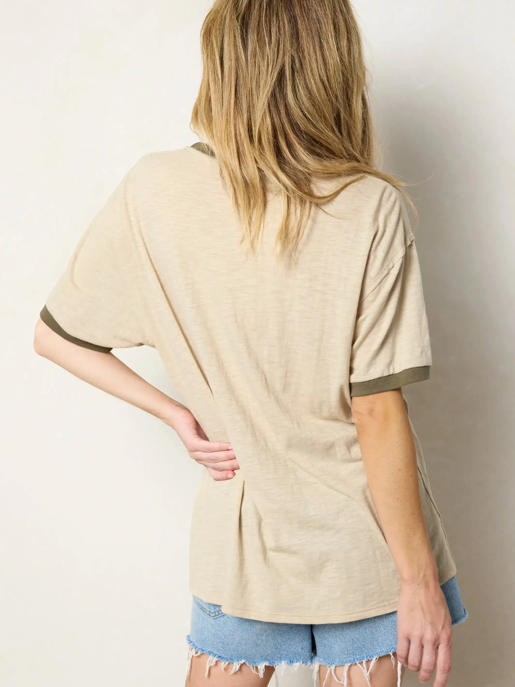 Ringer Oversized Tee Shirt - Picnic Club sold by NATURAL LIFE product image thumbnail 3