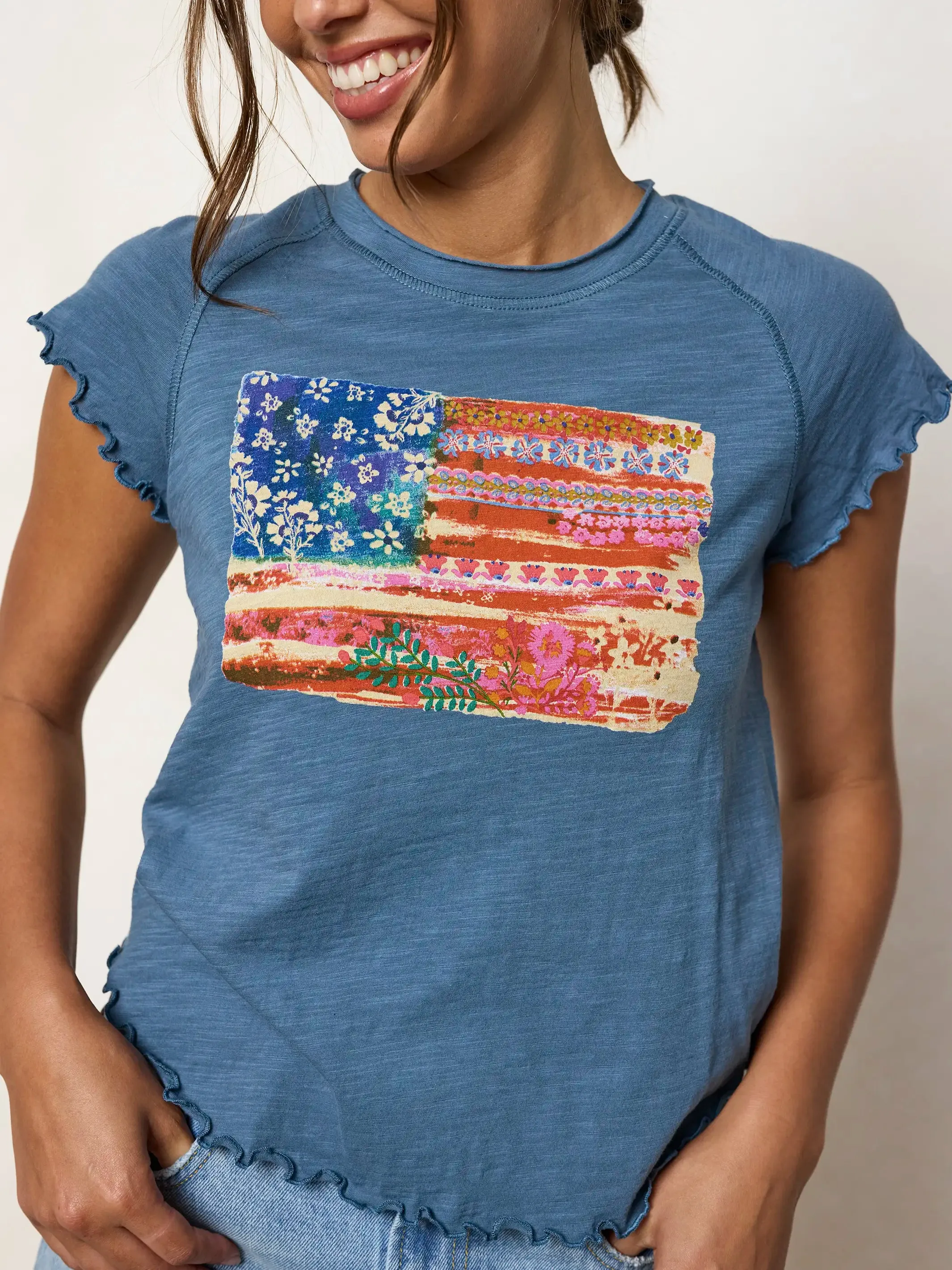 Lily Cotton Short Sleeve Tee Shirt - American Flag sold by NATURAL LIFE product image thumbnail 3