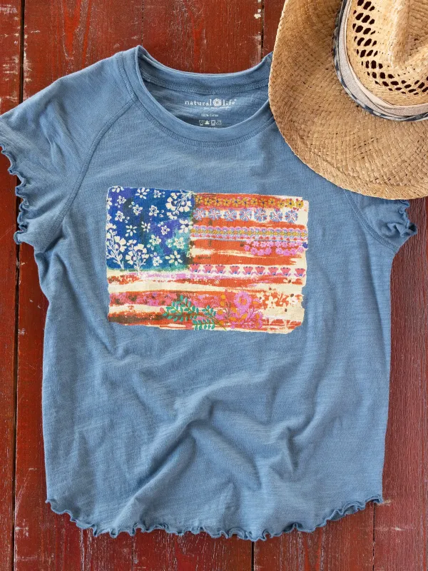 Lily Cotton Short Sleeve Tee Shirt - American Flag made by NATURAL LIFE