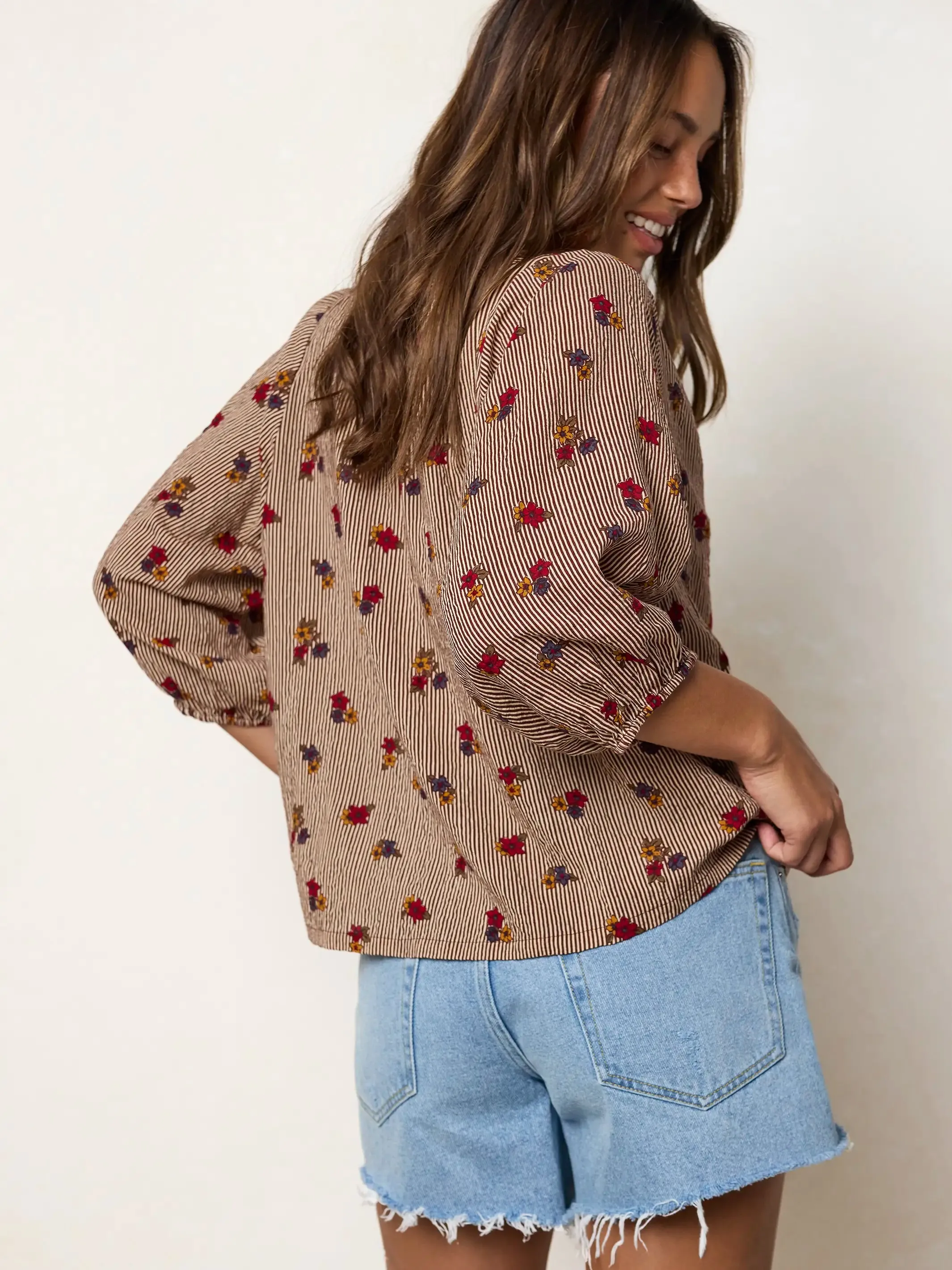 Abby Blouse - Ditsy Garden Stripe sold by NATURAL LIFE product image thumbnail 4