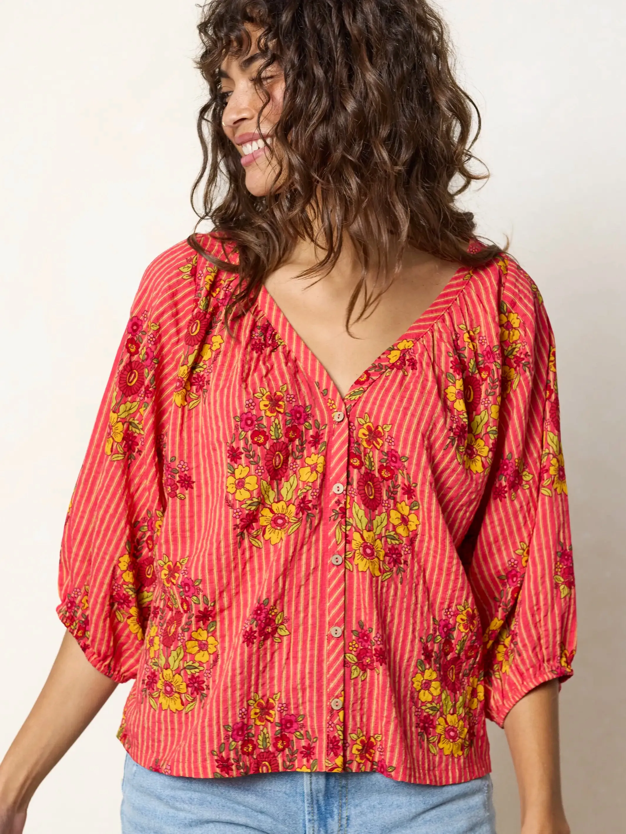 Abby Blouse - Jaipur Stripe Pink sold by NATURAL LIFE product image thumbnail 5