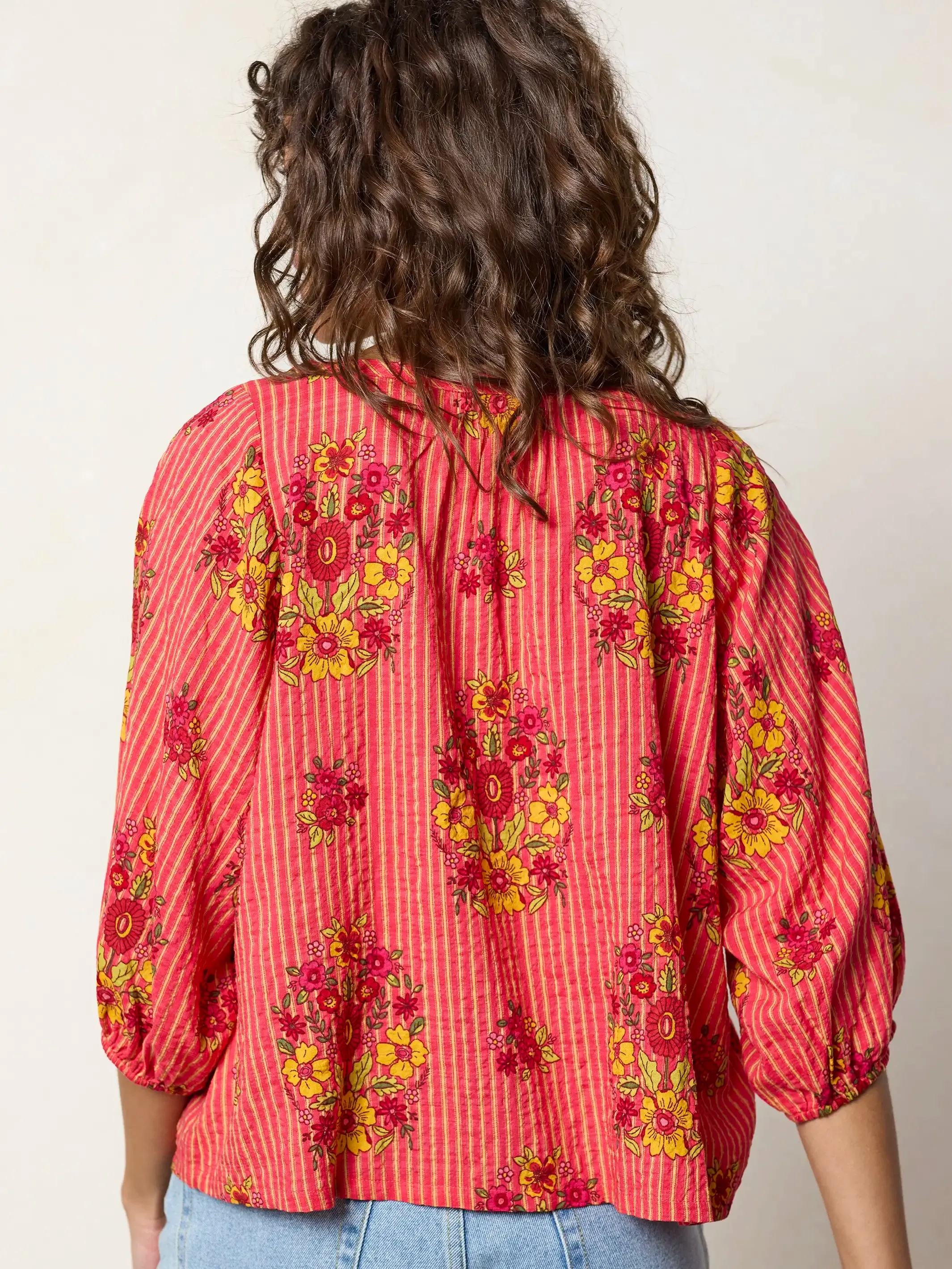 Abby Blouse - Jaipur Stripe Pink sold by NATURAL LIFE product image thumbnail 4